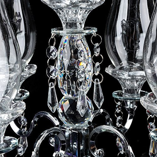 London Boutique Crystal Candelabra Tea Light Candle Holders 5 Arms Decorative with swarovski crystal elements Gift Present (5 Arms)