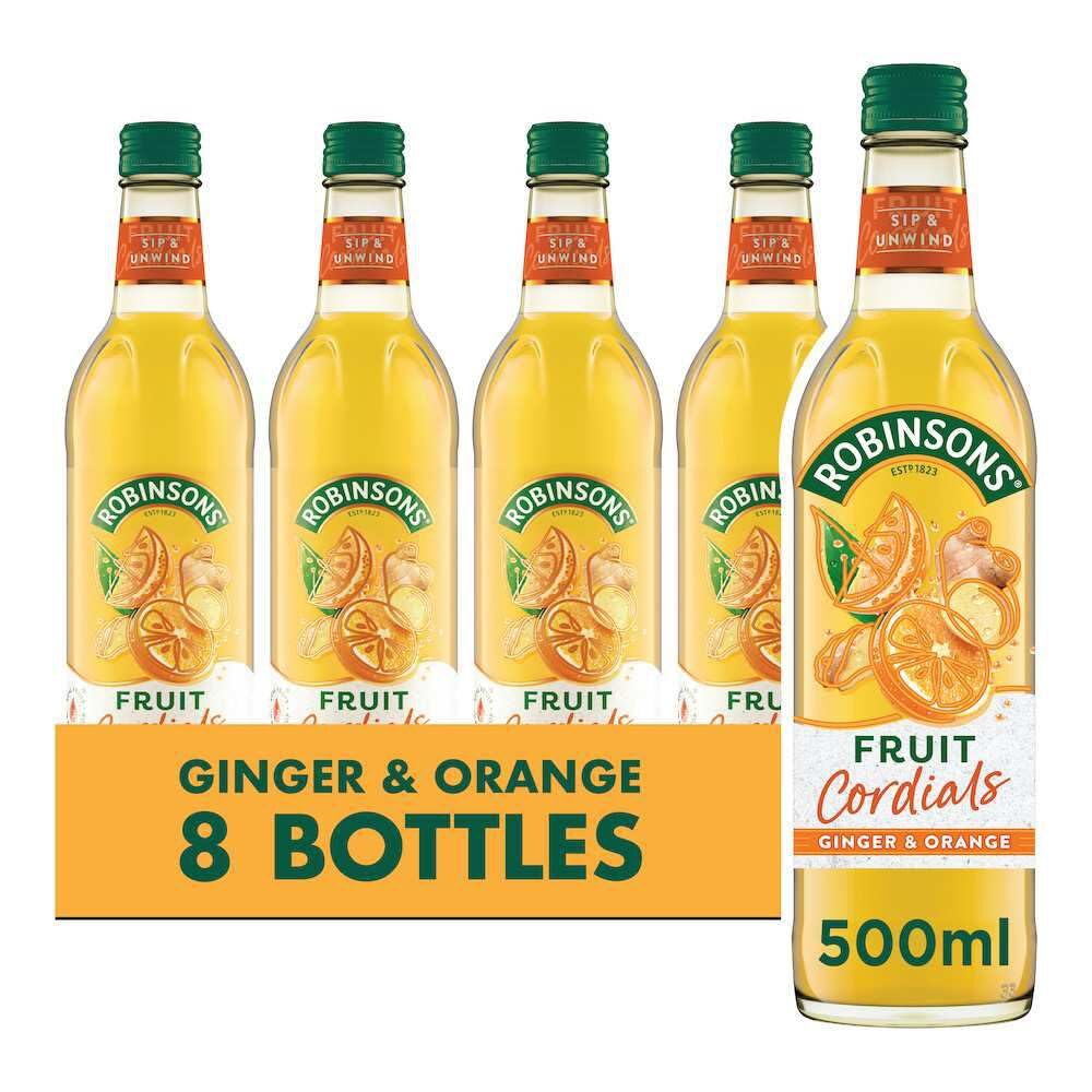 Robinsons Cordials, Ginger and Orange, 500ml (Pack of 8)
