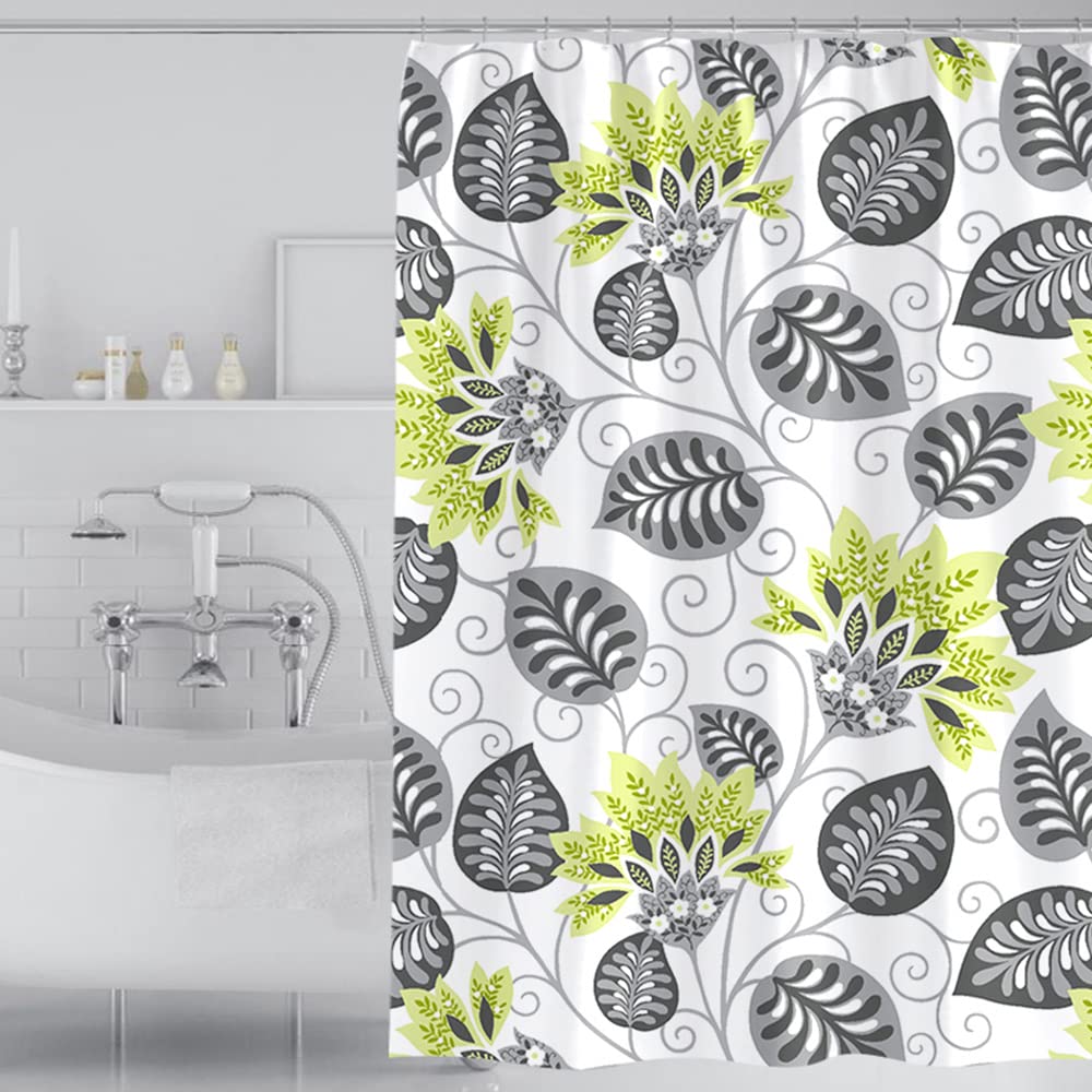 GONOVE Shower Curtain 200 x 200cm Mildew Resistant Waterproof Polyester Fabric Flowers Bathroom Shower Curtain Liner Long Washable Bath Curtain with
