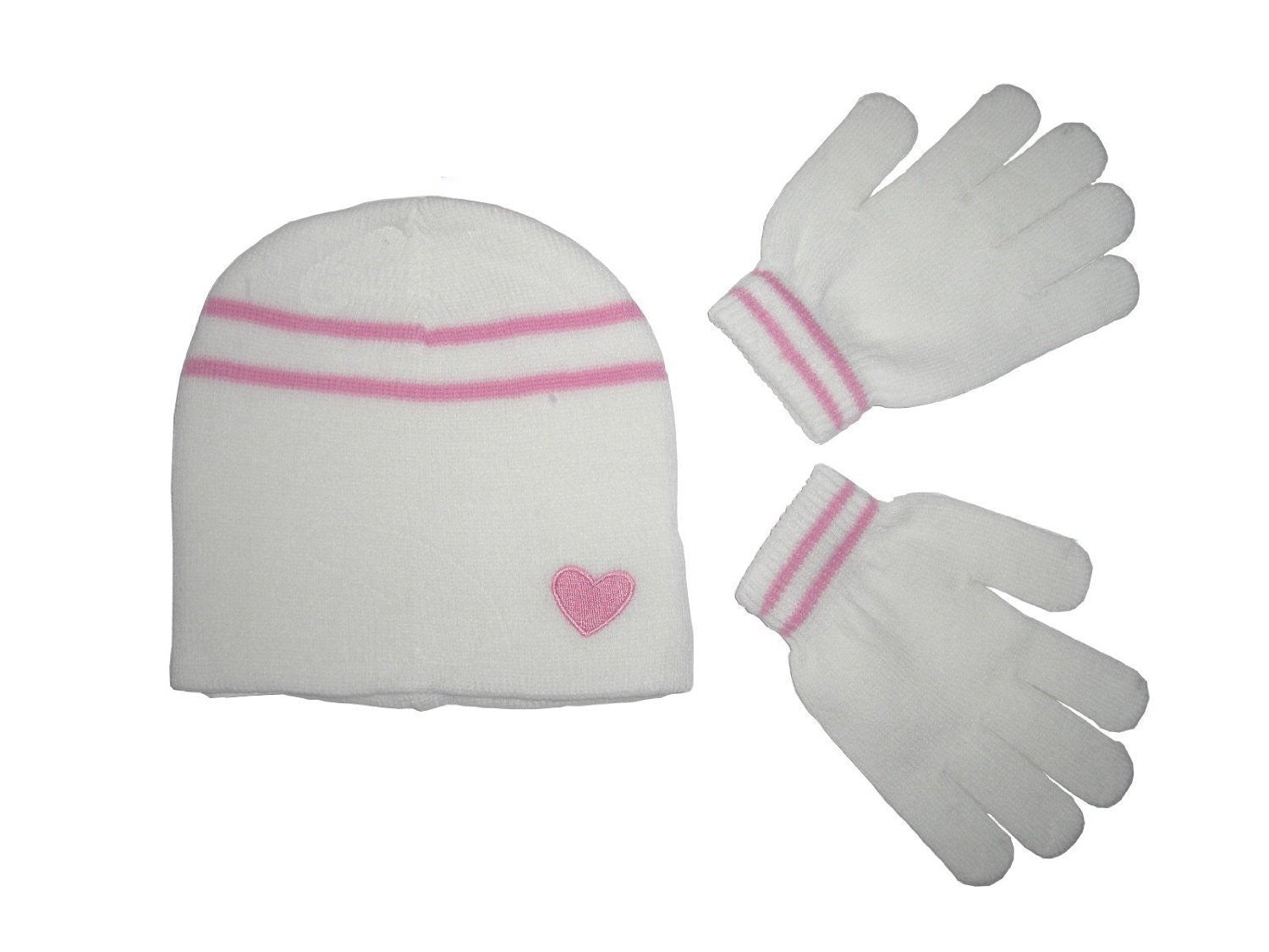 Girls Winter Magic Hat and Gloves Set - Available in Cream, Purple or Pink (Cream)