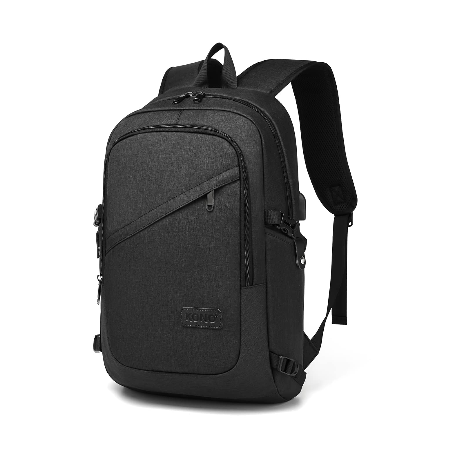 Kono Laptop Backpack, Rucksack for Men Women Travel Work 15.6 inch Laptop Bag with USB Charging Port Lightweight School Bag for Girls Boys