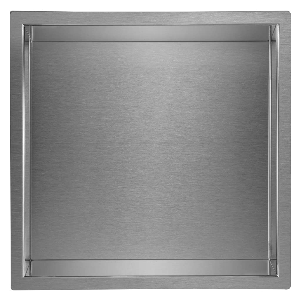 Skelang Shower Niche 304 Stainless Steel, Recessed Shower Shelf, 30 x 30 cm Insert Bathroom Storage for Shampoo, Soap, Toiletries (Brushed Finish)