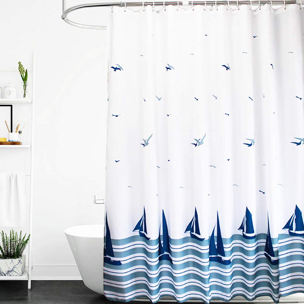 ORSJA Shower Curtain 180 x 180 cm ? Shower Curtain with Weighted Hem