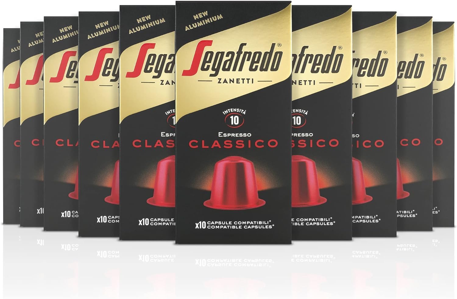 Segafredo Zanetti - 100 Nespresso? * Compatible Capsules, Classico Coffee, Rich and Harmonious Taste - 10 Boxes of 10 Capsules