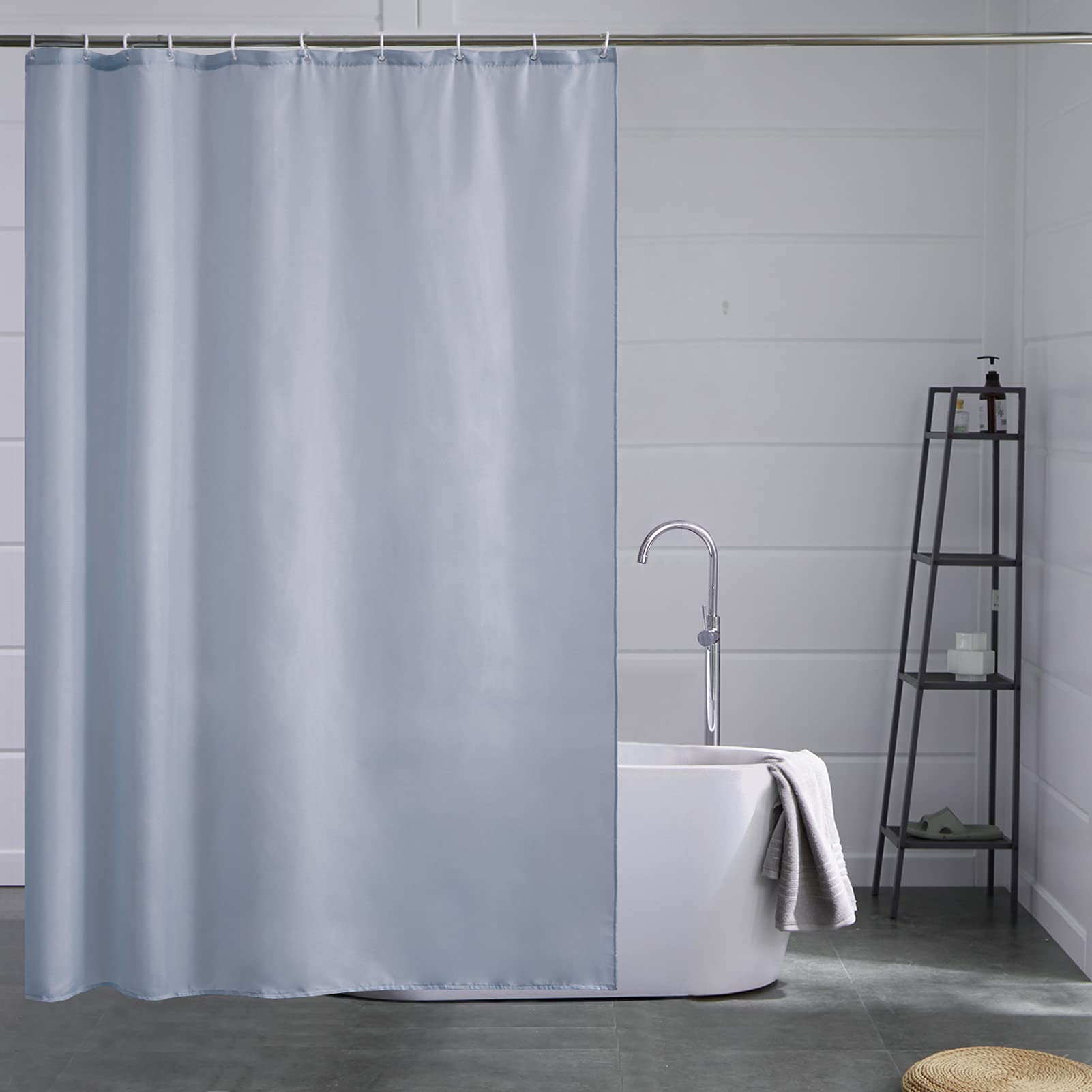 Furlinic Shower Curtain Blue Grey Waterproof Mould Proof Resistantand Bath Curtains Washable Polyester 150x180cm with Weight Tape 10 Hooks for Wetroom