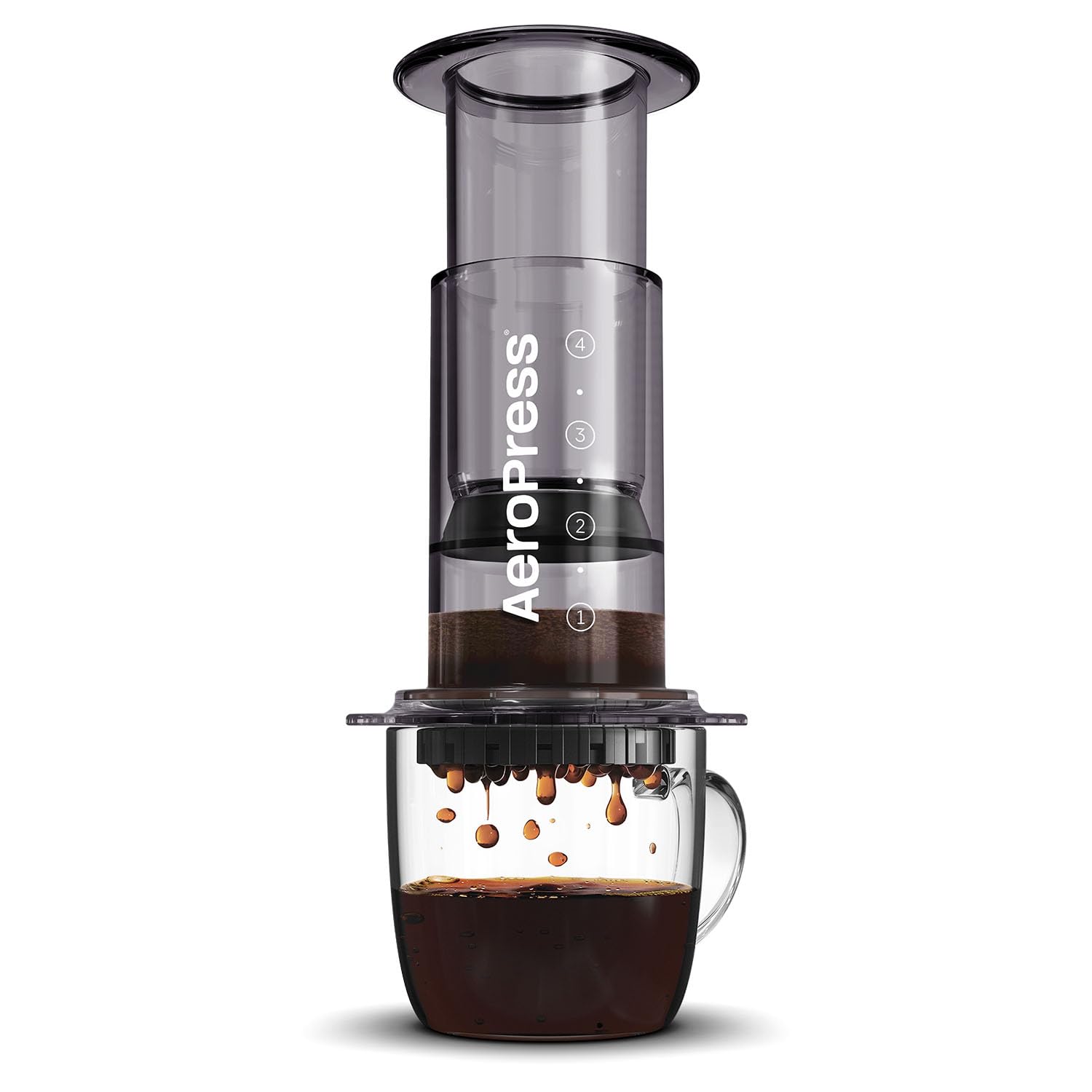 AeroPress Clear Coffee Press 3 In 1 Brew Method Combines French Press, Pourover, Espresso, Full Bodied Coffee Without Grit or Bitterness, Small