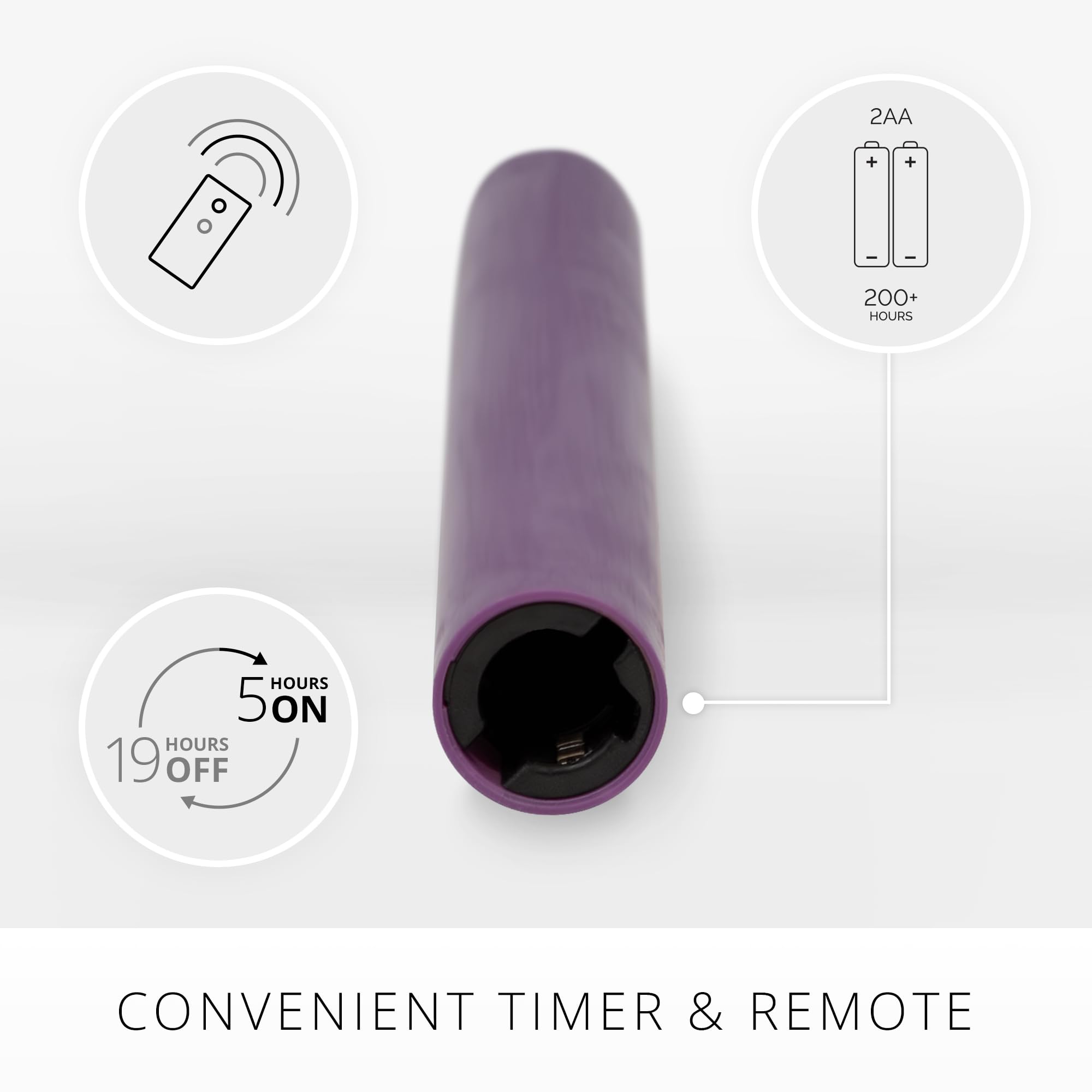 Luminara - Flameless Battery Operated Taper Candle - Purple - Pack of 2-1x9.75 - LED Flickering Flame - Realistic Safe for Home Kids and Pets