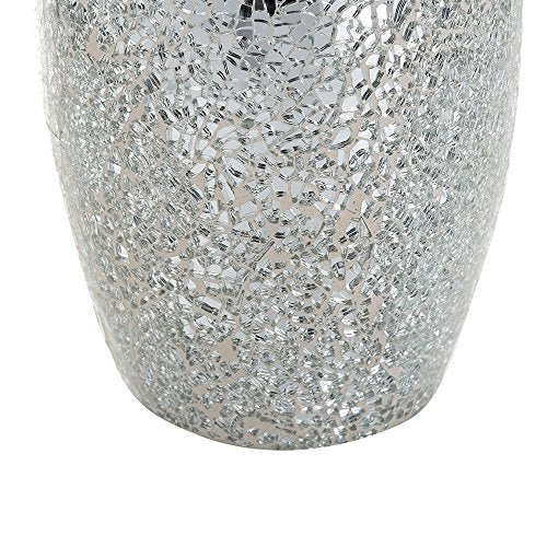 London Boutique Large Tall Vase 18" 40cm Vases for Flowers Handmade Decorative Mosaic Glitter Vase Sparkled Glass gift present (Large Silver)