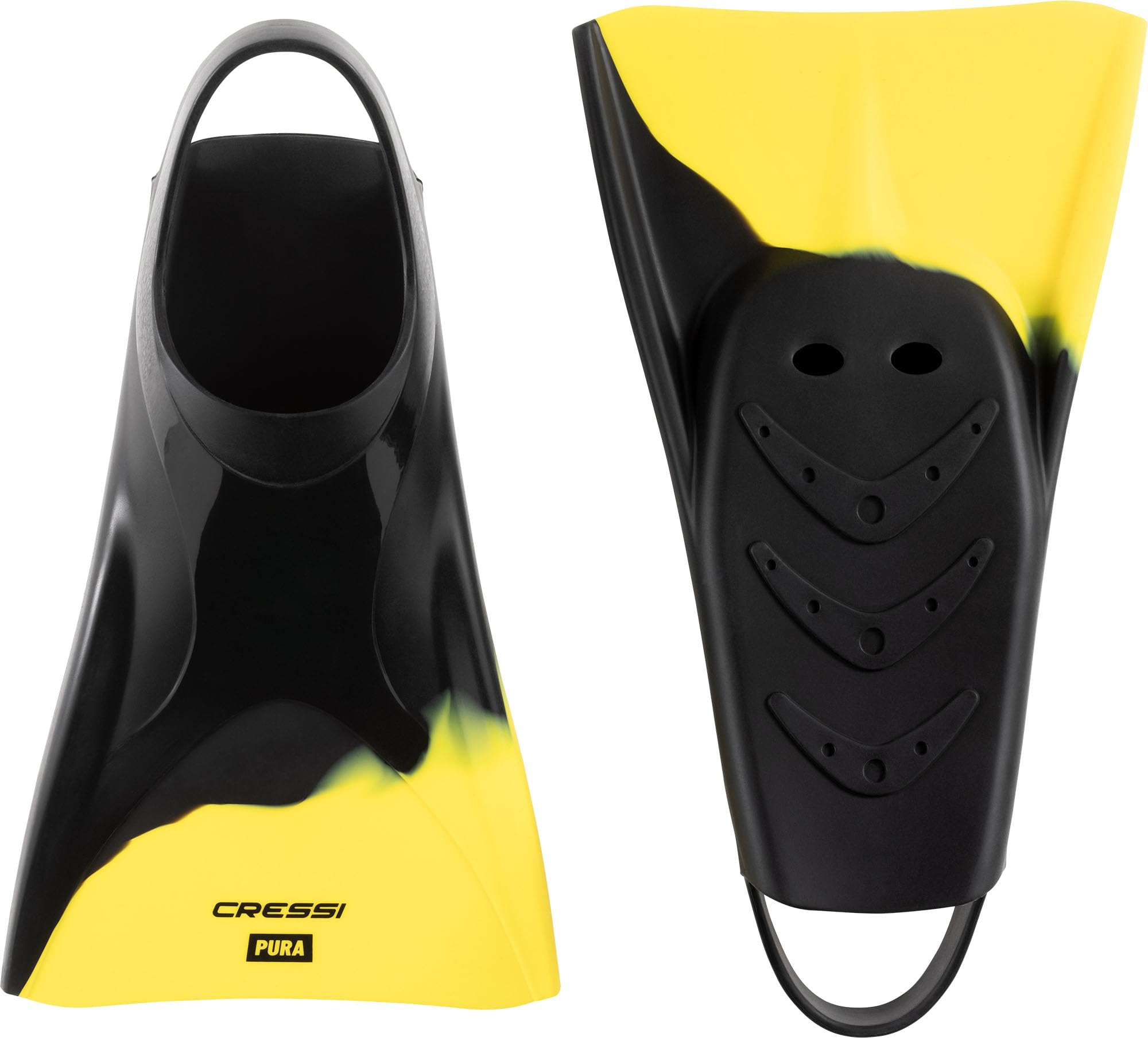 CRESSI Adult Swim Fins - Flexible Silicone for Comfortable and Durable Use, Black/Yellow, 43/45 - Pura: Designed in Italy