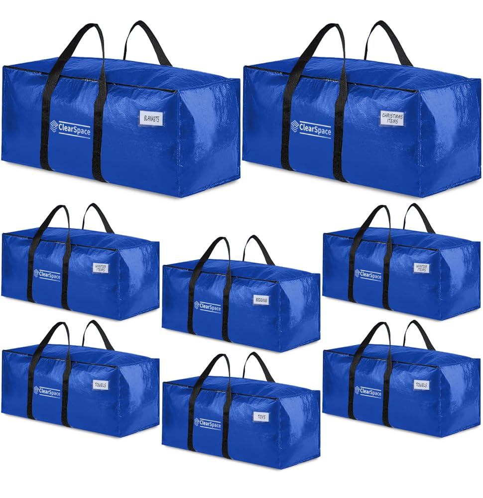 ClearSpace Heavy Duty Moving Boxes or Storage Bags Storage Bins with Lids, Large Moving Bags with Backpack Straps & Handles Moving Supplies for