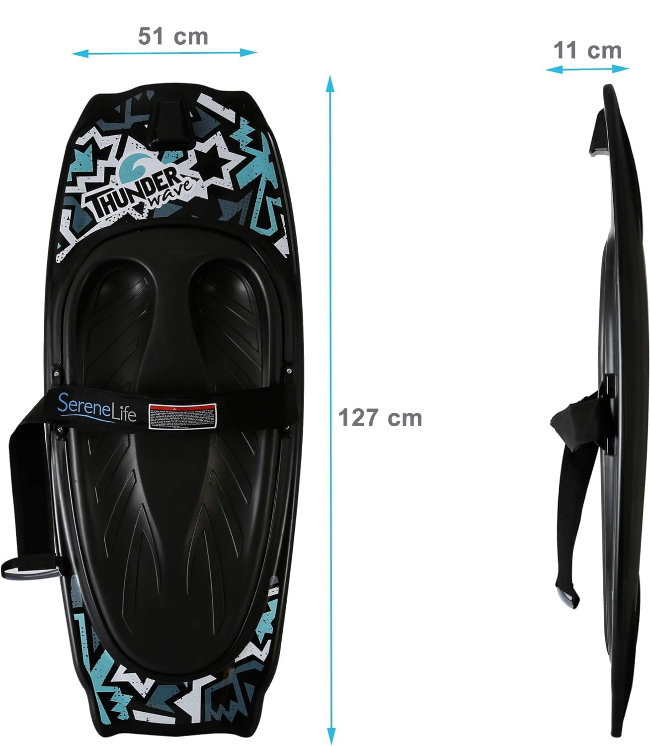 SereneLife Water Sport Kneeboard with Hook and Board Strap for Kids & Adults, Ideal for Boating, Waterboarding, Kneeling Boogie Board, and Knee