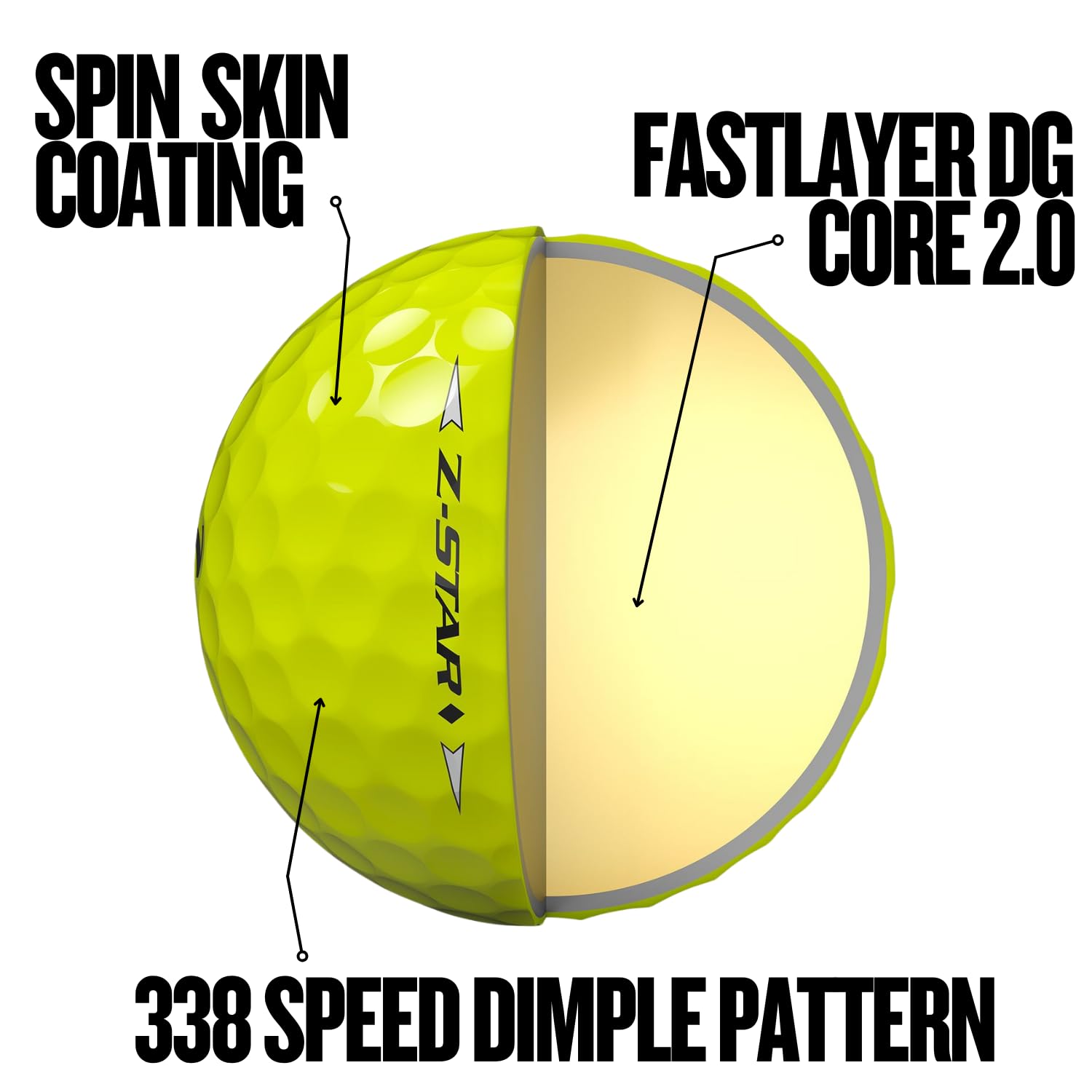Srixon Z-STAR DIAMOND 3 - High Performance Golf Ball | Maximum Distance & Reduced Spin | FastLayer DG Core 2.0 | Spin Skin+ Cover | Exceptional