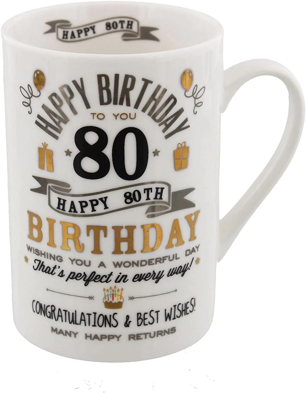 Signography 80th Birthday Mens Silver and Gold Mug