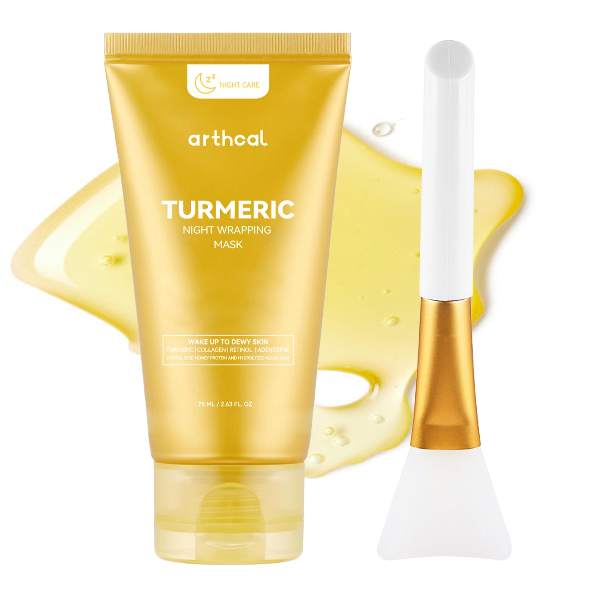 Turmeric & Collagen Overnight Peel-Off Mask ? Retinol and Adenosine | Hydrating Brightening Facial Mask for Dull Skin | Vegan Formula with Honey