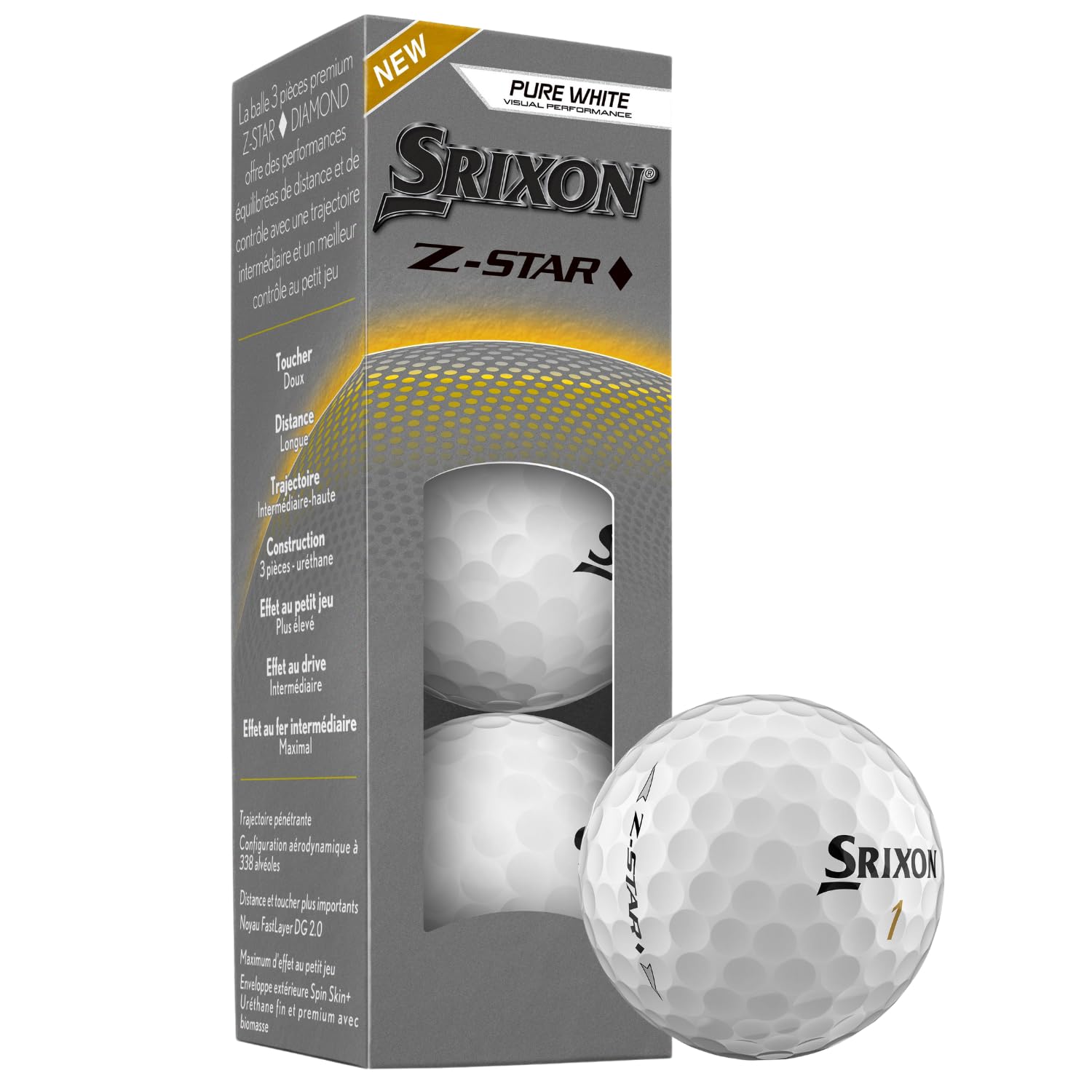 Srixon Z-STAR DIAMOND 3 - High Performance Golf Ball | Maximum Distance & Reduced Spin | FastLayer DG Core 2.0 | Spin Skin+ Cover | Exceptional