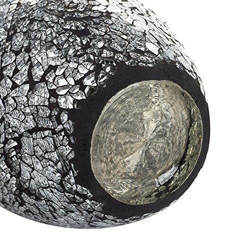 London Boutique Vases Mosaic Black Large small 12" or 16" Decorative Glitter Sparkle vase gift H28 (Small, Black Silver)