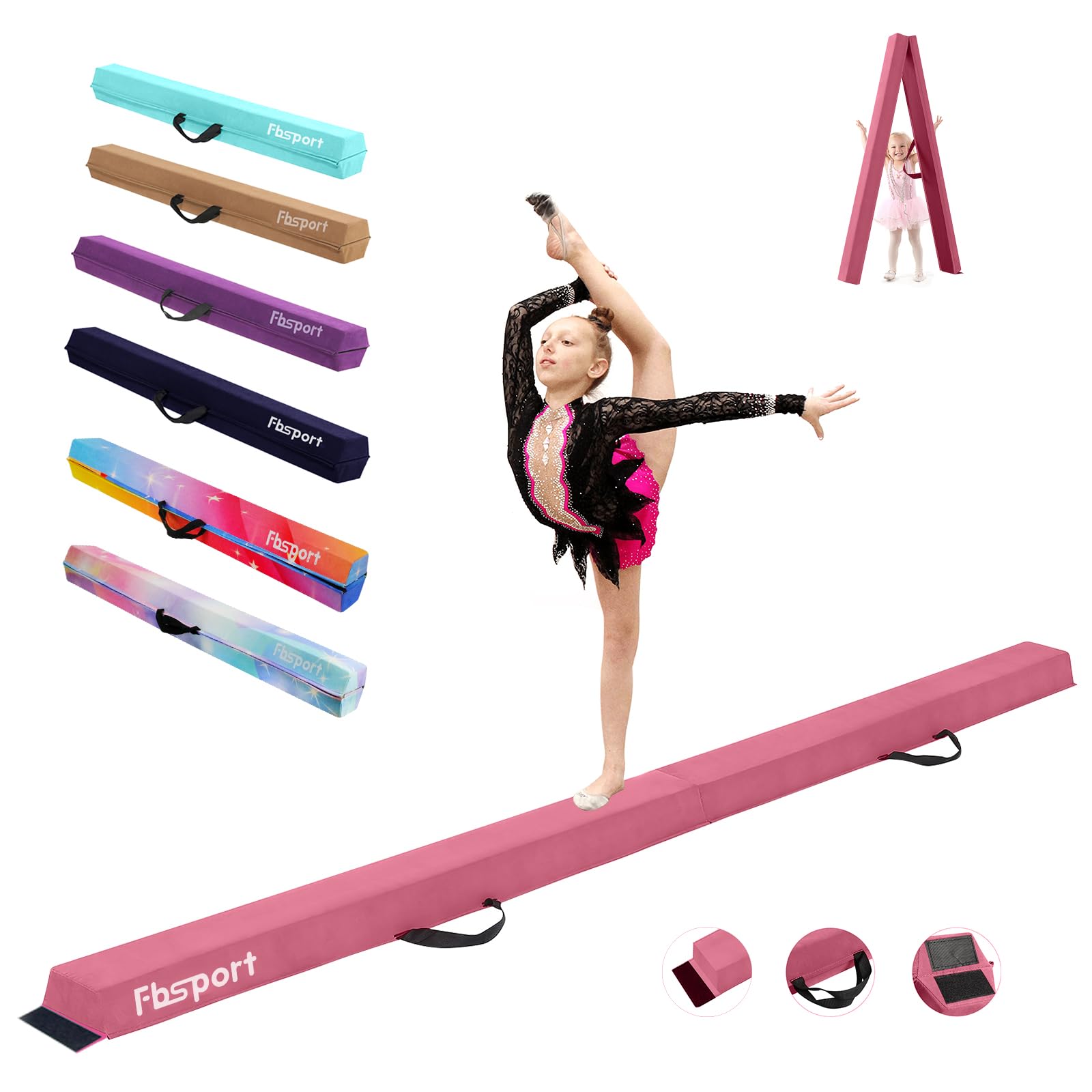 FBSPORT 270 CM Balance Beam, Gymnastics Balance Beam for Kids, Floor Balance Beam, Folding Gymnastics Beam for Training