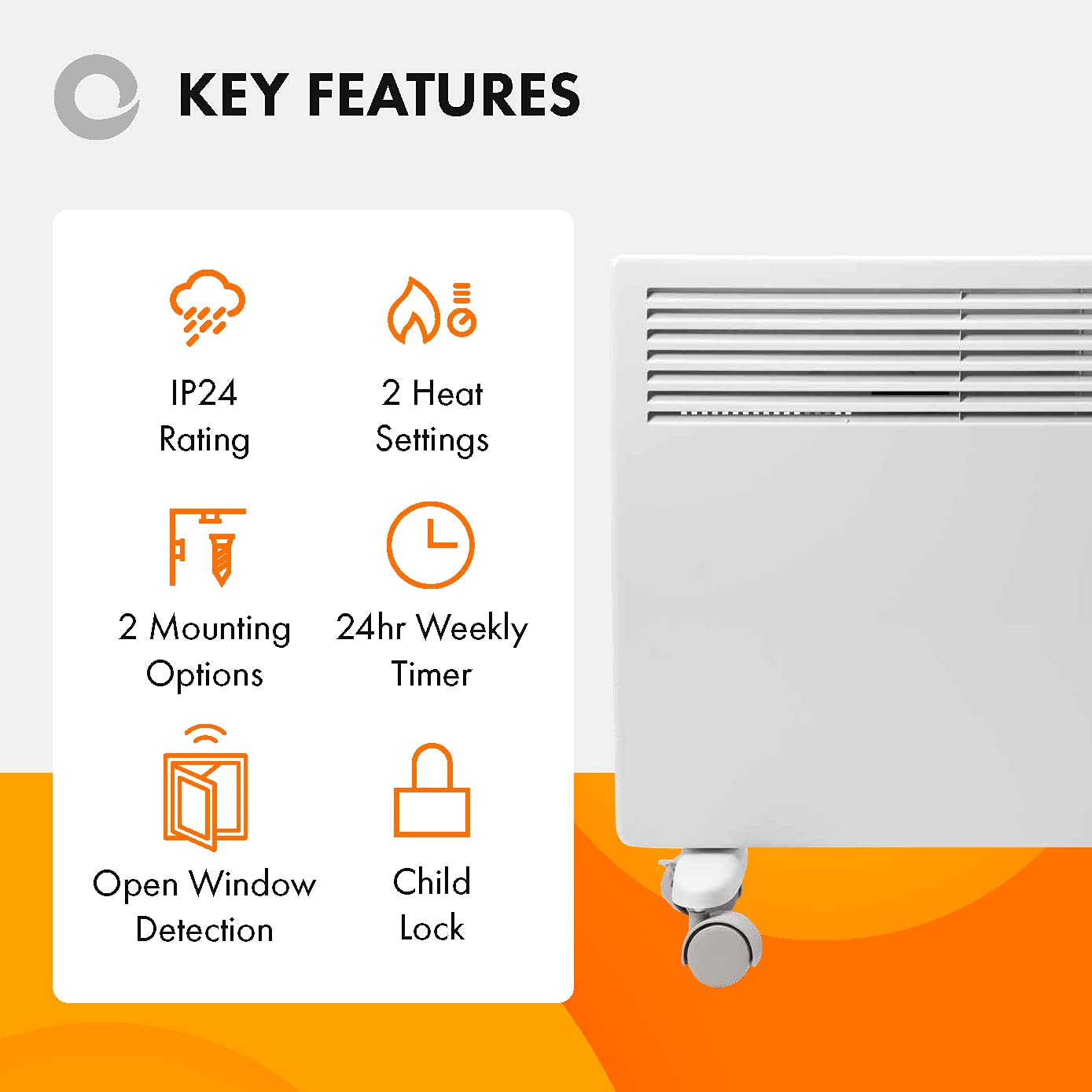 Devola DVNDM10 1000W Eco Electric Panel Heater with Adjustable Thermostat | Energy Efficient Technology, Lot 20 | Slimline Wall Mounted & Free