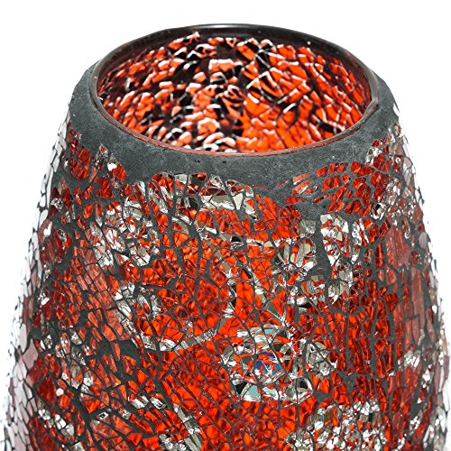 London Boutique Decorative Glittery Sparkled Mosaic Flower Vase gift present (30YG Red Rose)