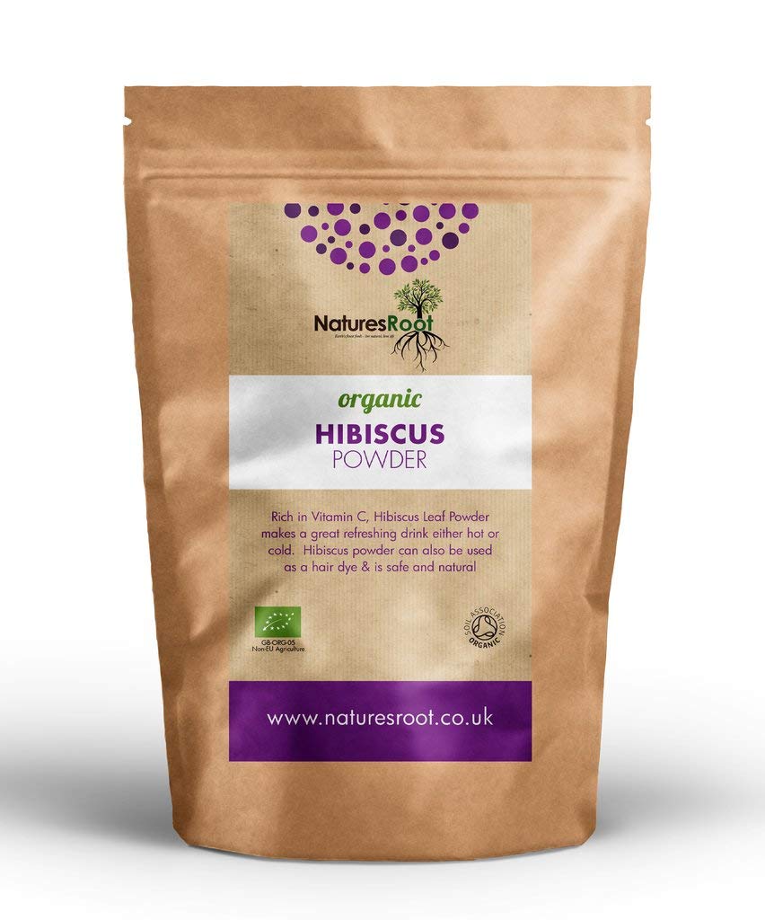 Natures Root Premium 100% Pure Organic Hibiscus Petals Powder 500g ? Certified Organic & Non-GMO ? Natural Colour for Food & Herbal Tea