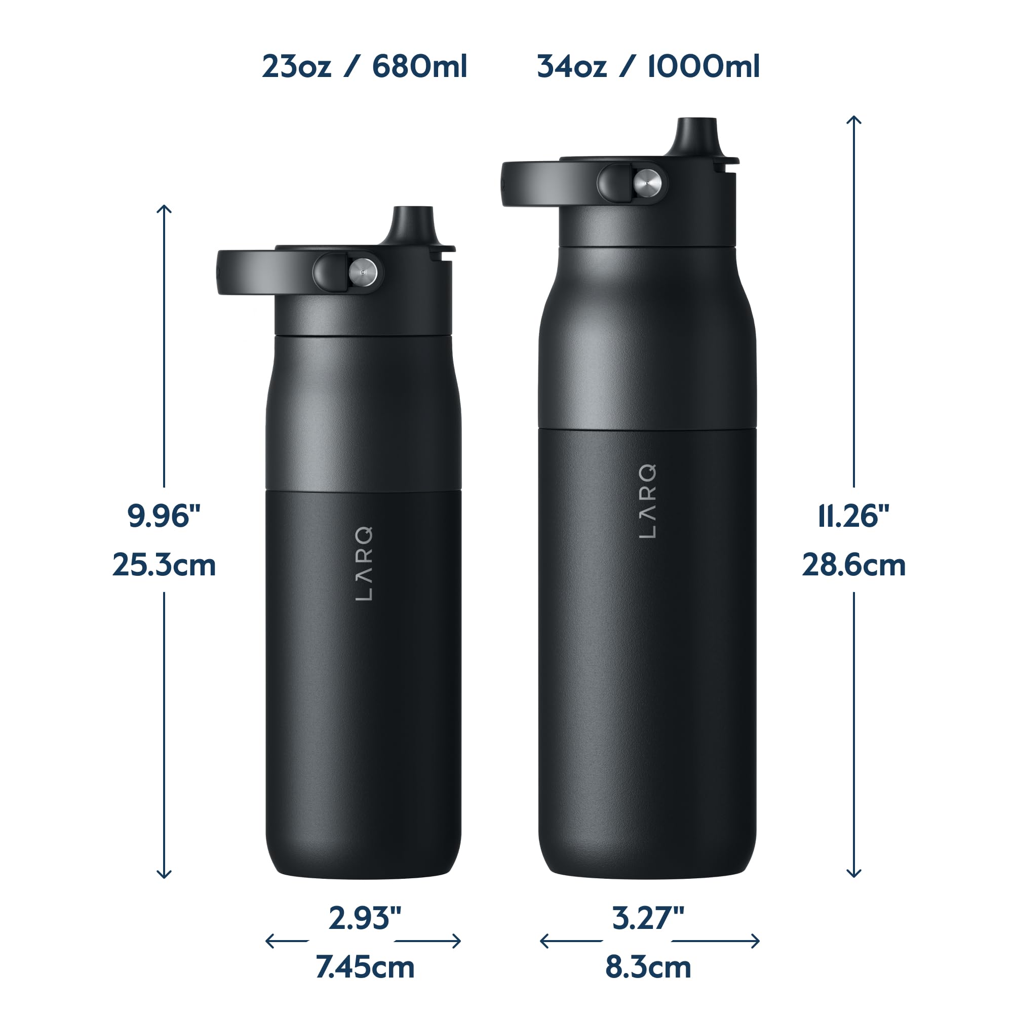 LARQ Bottle Swig Top 23oz - Insulated Stainless Steel Water Bottle with Built-in Silicone Handle | Thermos, BPA Free | Reusable Water Bottle for
