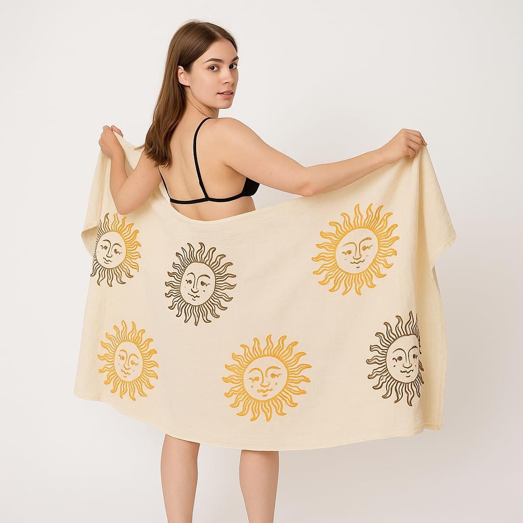 OZDESIGN Handmade Turkish Peshtemal Towel ? 100% Cotton, Stone Printed, Lightweight, Quick Dry Bath, Beach and Spa Towel, 95x175 cm, Soft and