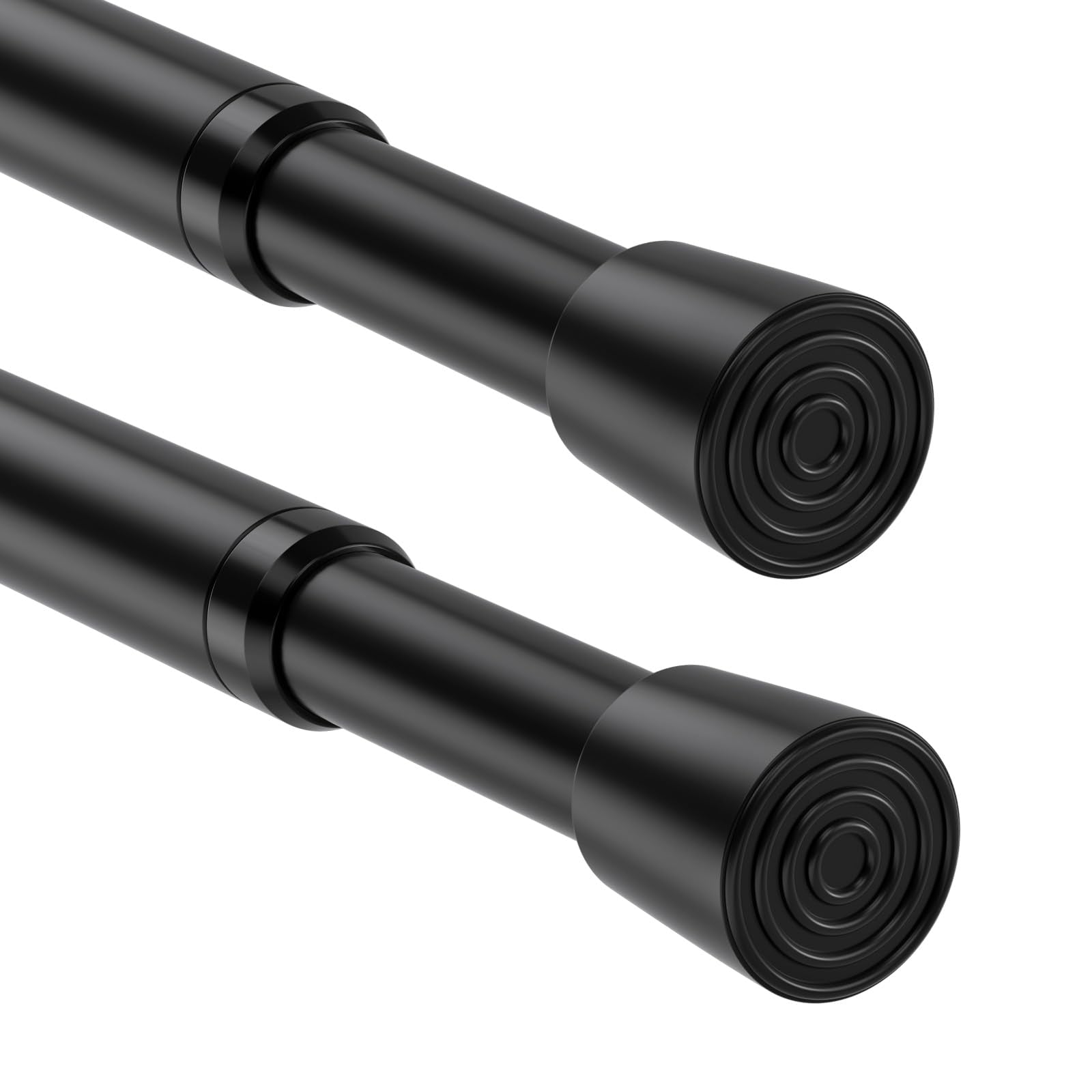 Tension Rods for Curtains 80-150cm 2Pack Balck Net Curtain Rods Shower Curtain Pole Spring Loaded Curtain Rod Extendable Curtain Rod for Window