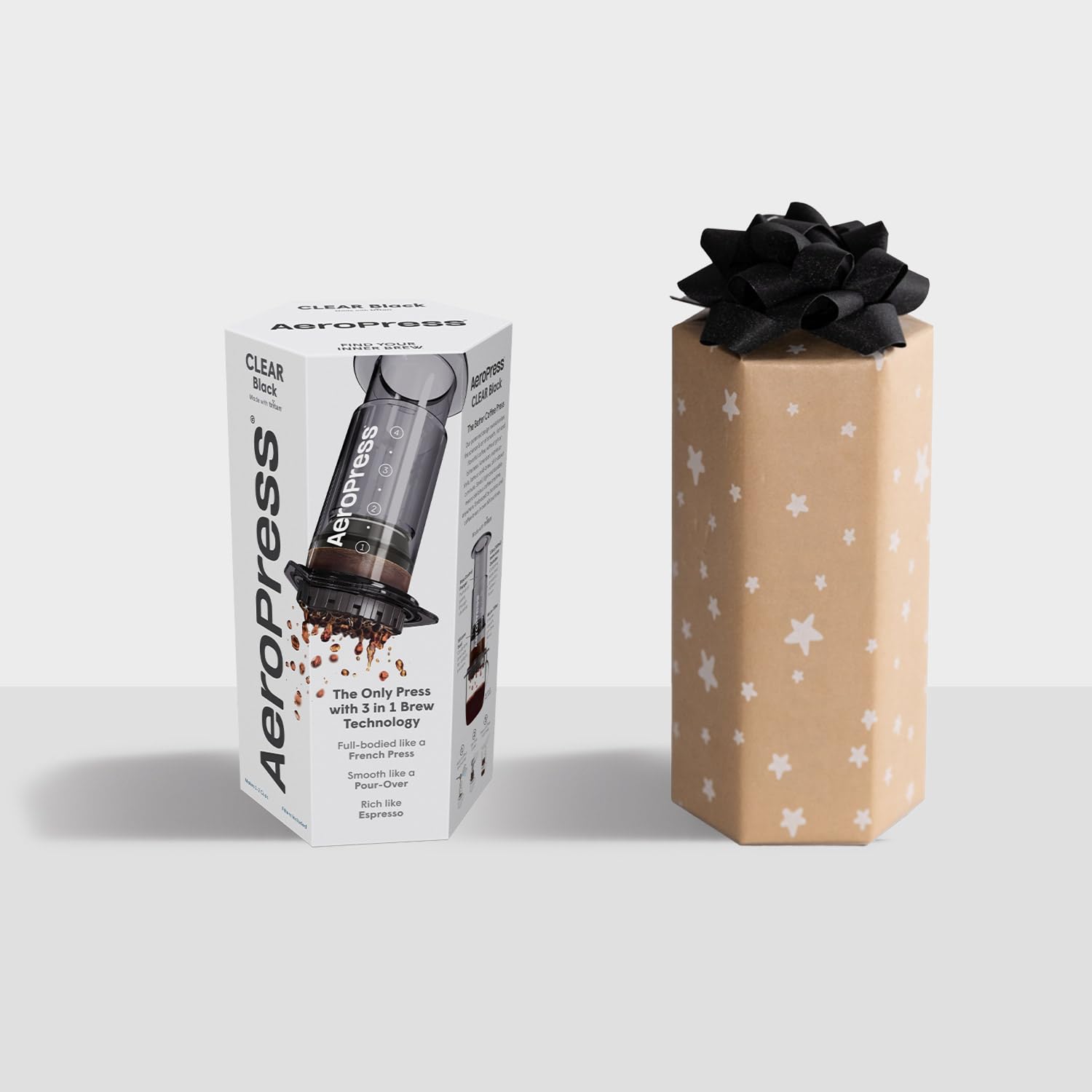 AeroPress Clear Coffee Press 3 In 1 Brew Method Combines French Press, Pourover, Espresso, Full Bodied Coffee Without Grit or Bitterness, Small