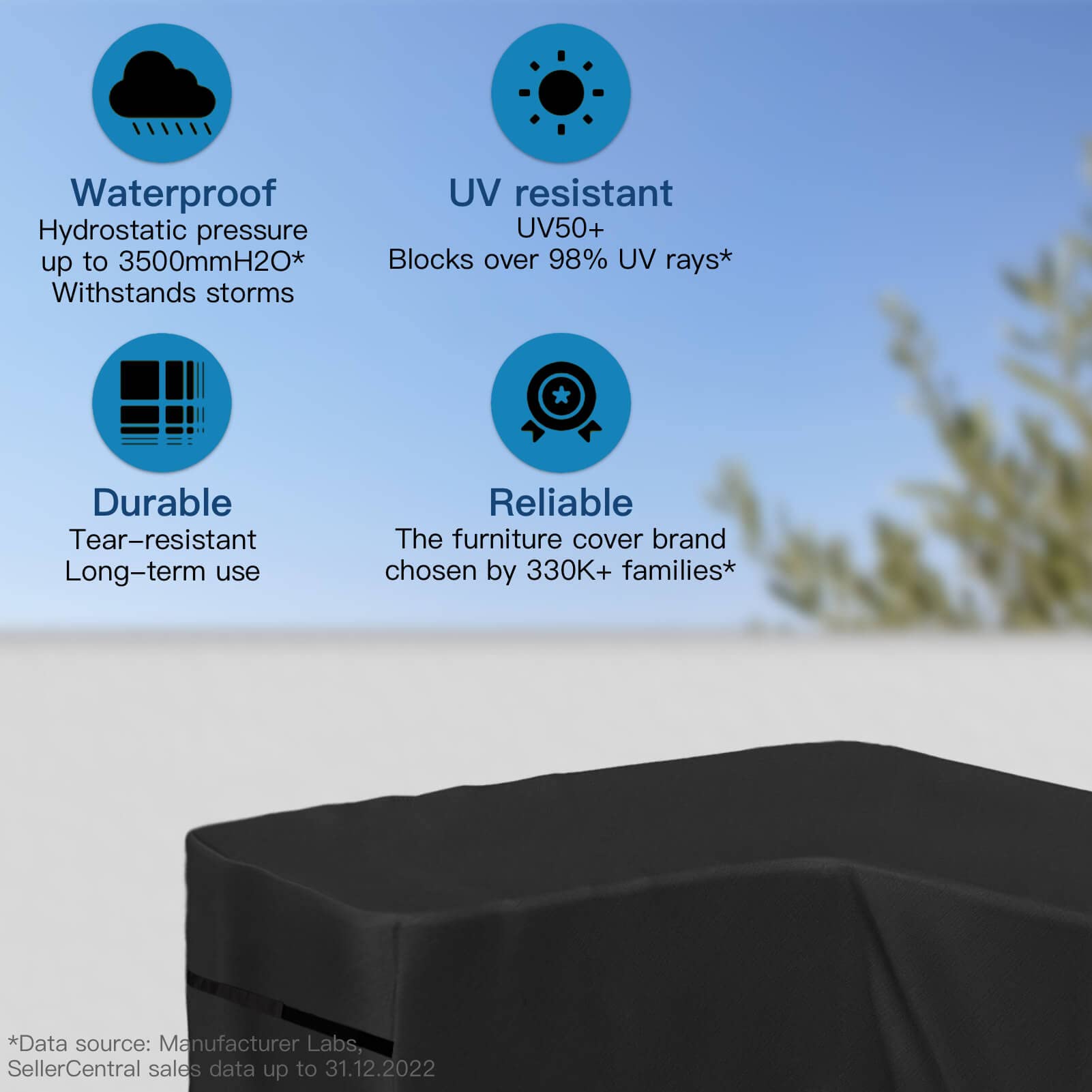 AWNIC garden l shaped sofa cover, rattan corner furniture covers waterproof outdoor l shape dining set covers uv resistant 215 x 215 x 71 cm