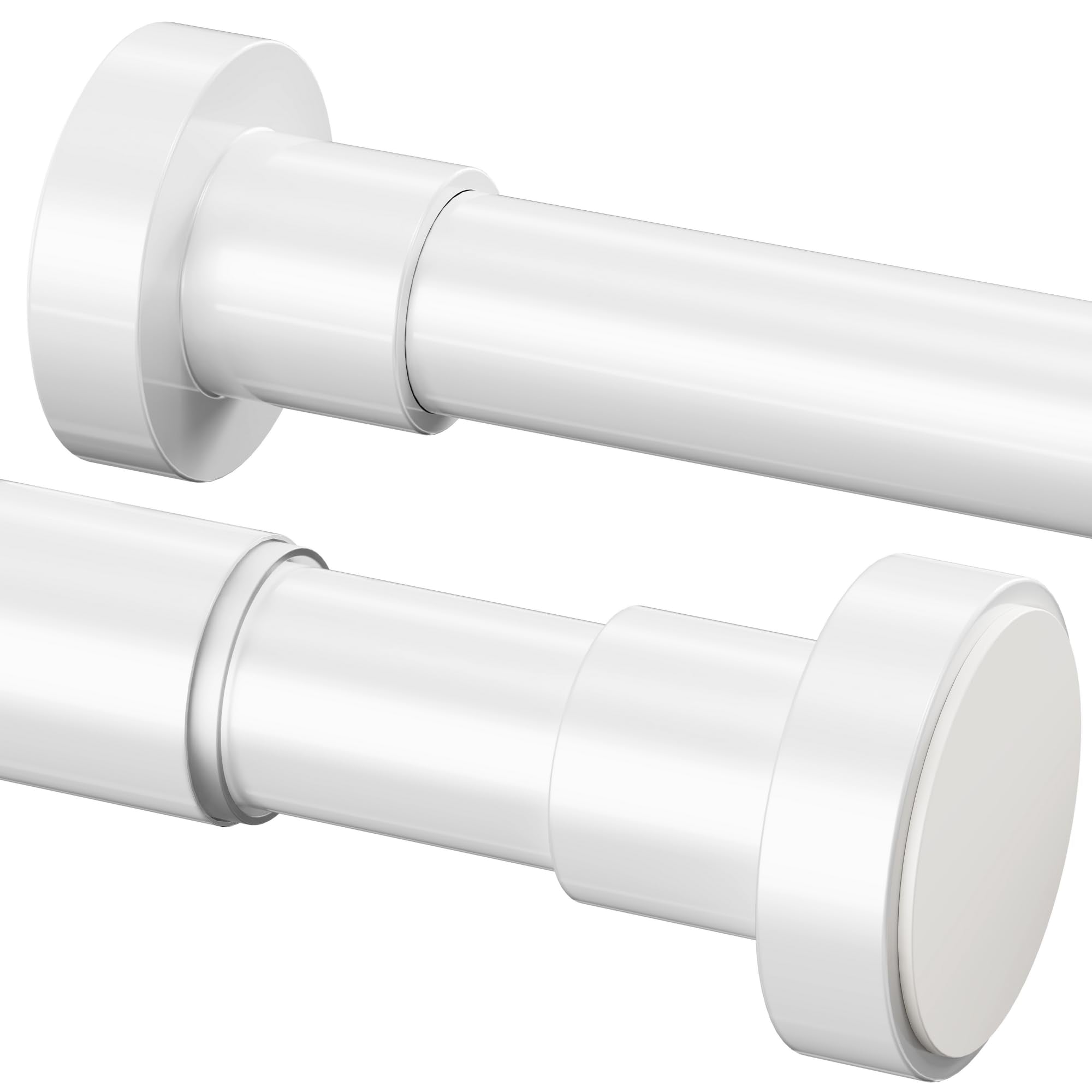Shower Poles Extendable No Drill, 115-205CM, ?25mm, Telescopic Curtain Pole, Adjustable Strong for Bathroom Bedroom Window, White