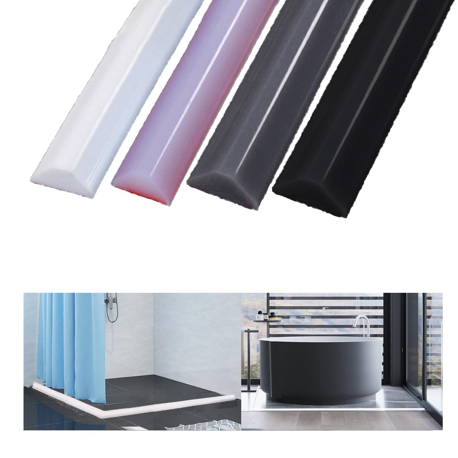 300CM Wet Room Floor Barrier, Shower Water Barrier, Shower Tray Seal, Silicone Water Retaining Strip, Shower Floor Water Barrier, Shower Threshold