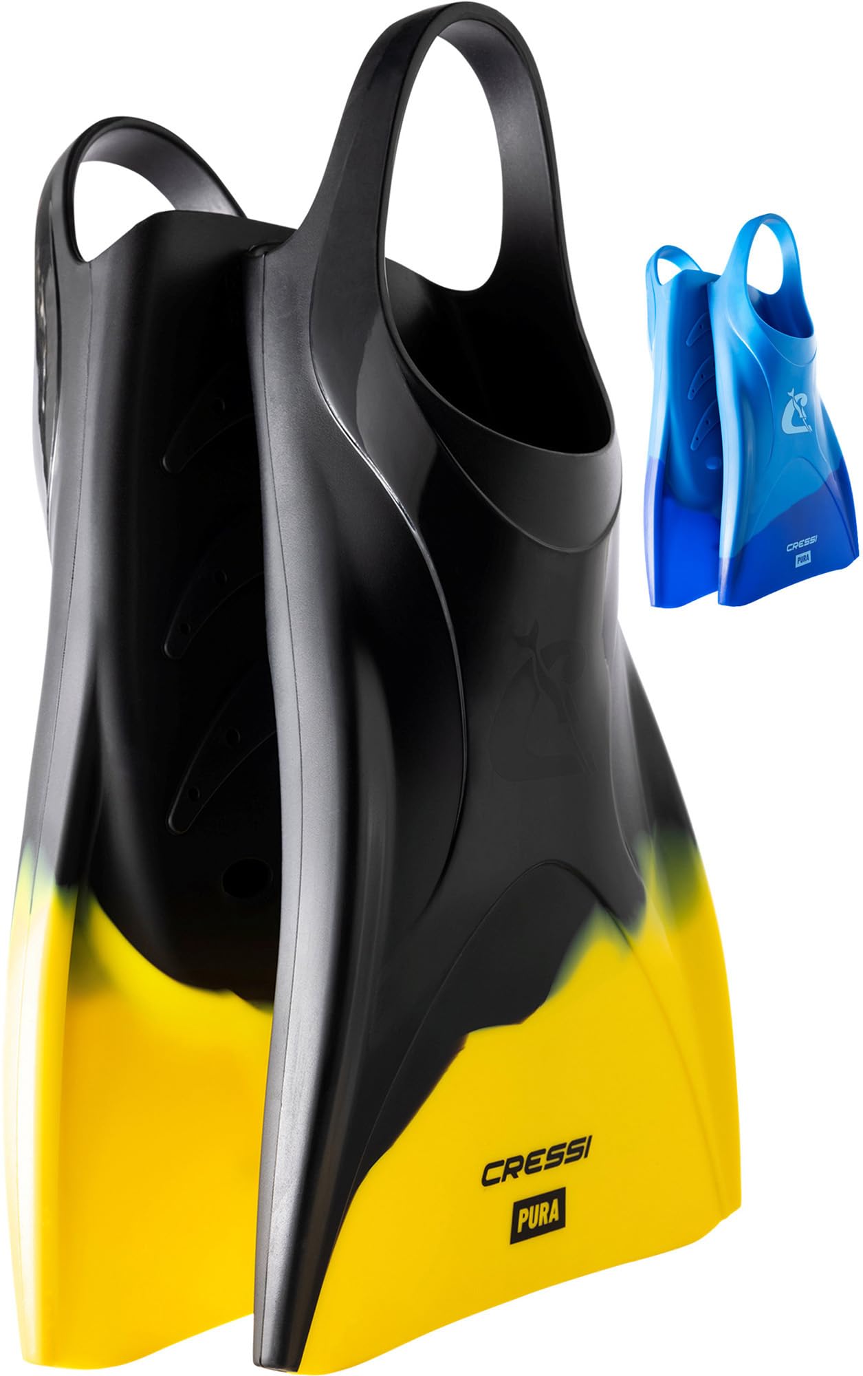 CRESSI Adult Swim Fins - Flexible Silicone for Comfortable and Durable Use, Black/Yellow, 43/45 - Pura: Designed in Italy