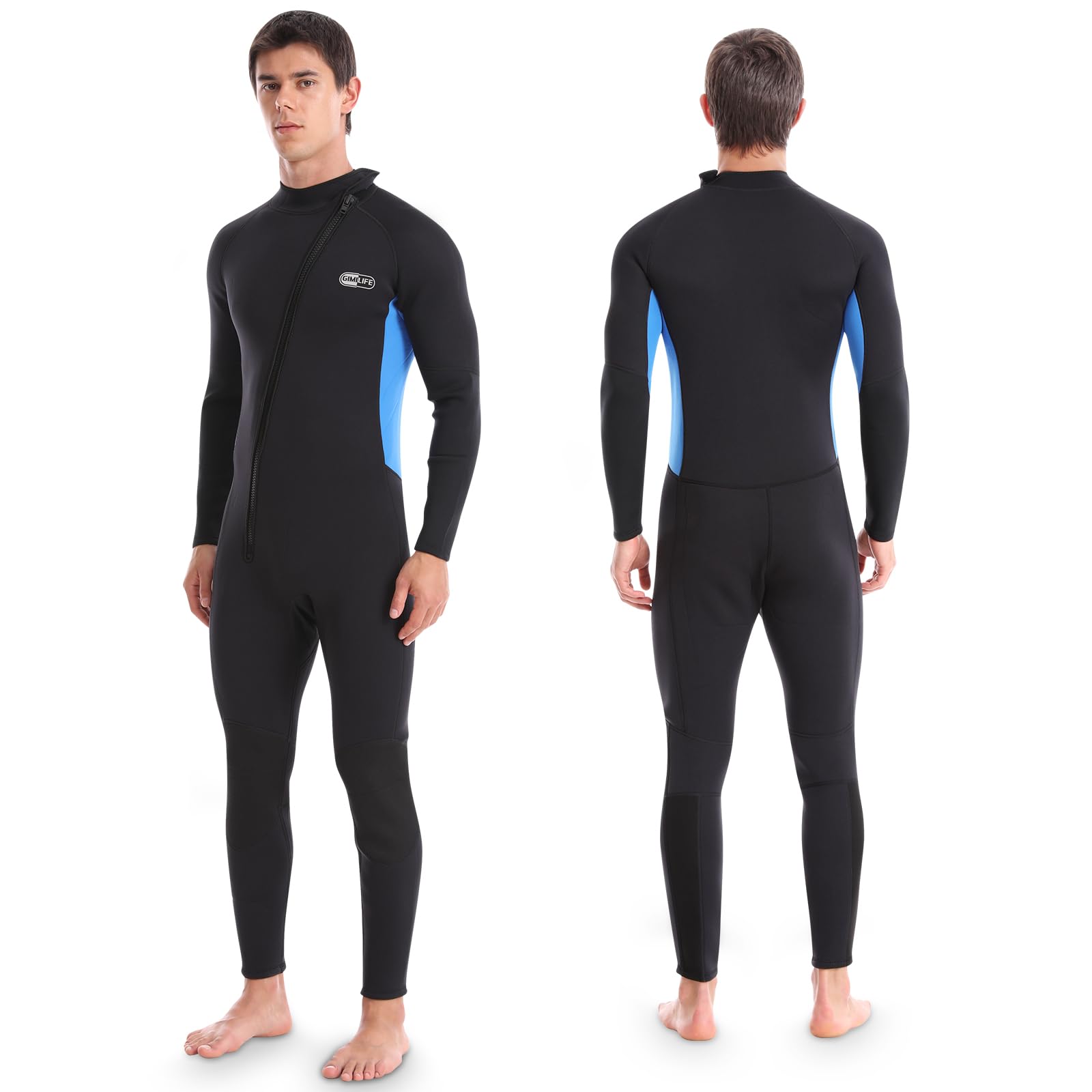 Gimilife Wetsuit for Men, Mens Wetsuits Full Length Wetsuit, 3mm Neoprene Wet Suit Mens Wetsuit Wet Suits for Diving Snorkeling Swimming Surfing