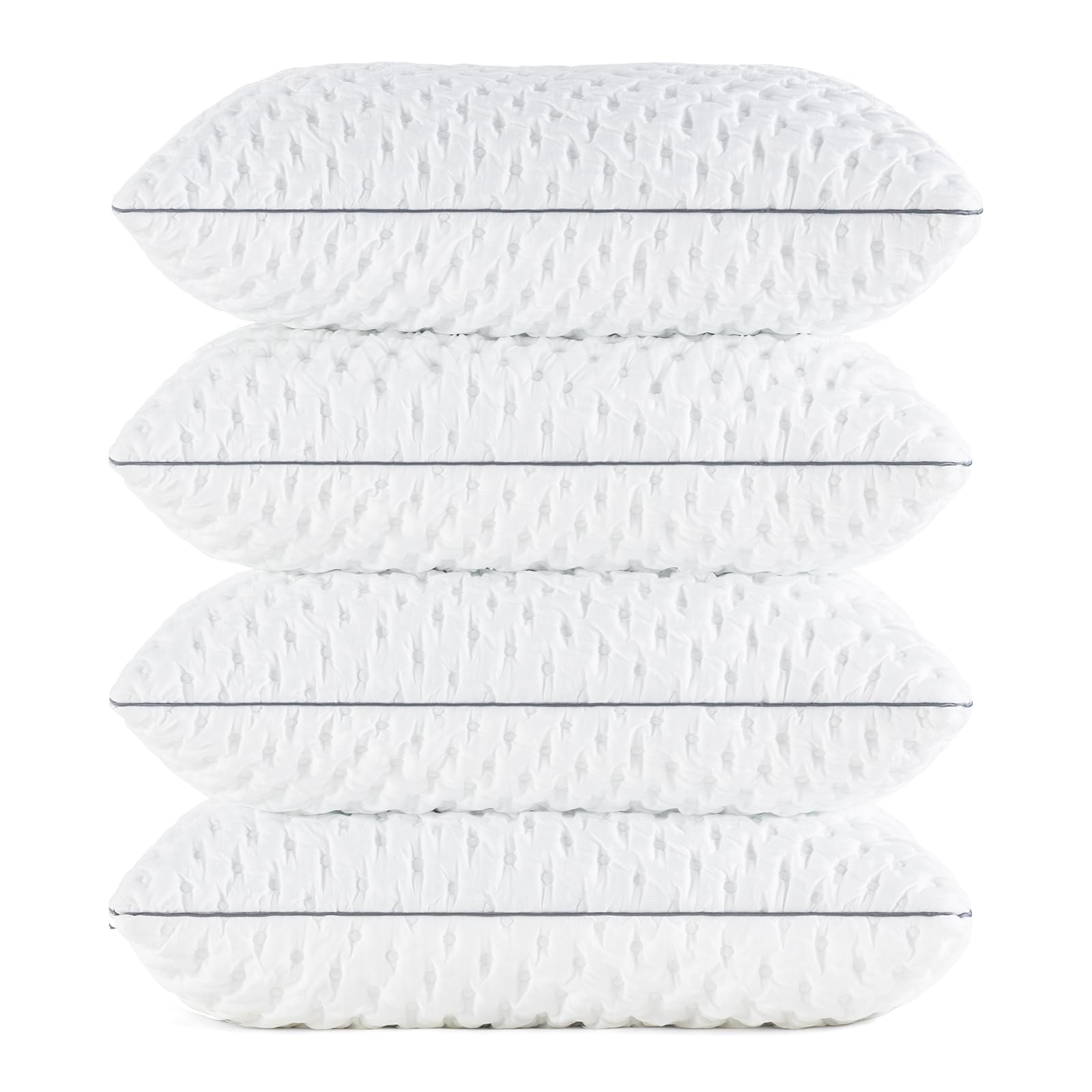 BedStory Pillows Pack of 4 - Shredded Memory Foam Pillow for Neck and Shoulder Pain Relief, Hypoallergenic and Cooling Bed Pillow - 50x75 cm