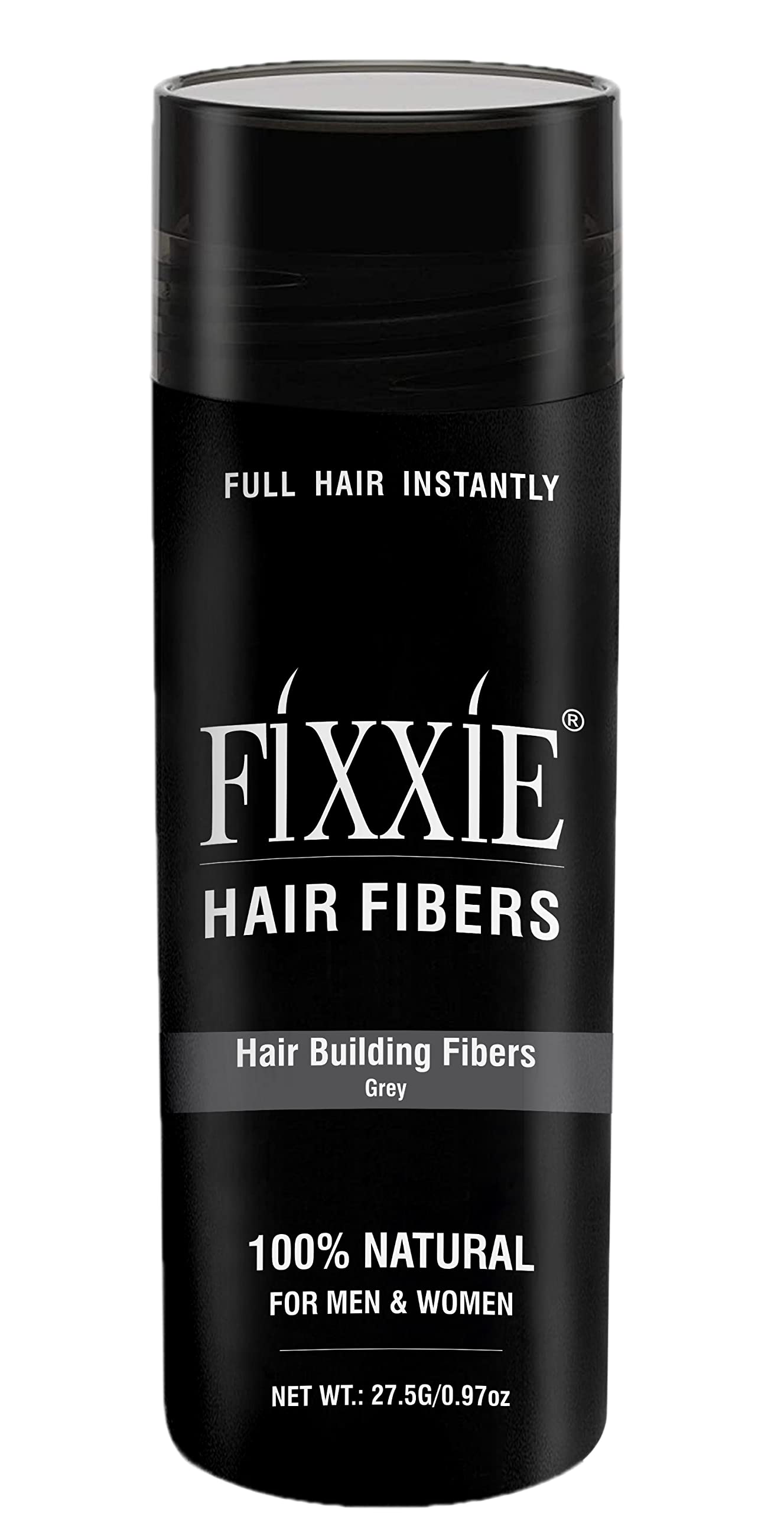 FIXXIE Hair Fibres GREY for Thinning Hair 27.5g Bottle, Hair Fibre Concealer for Hair Loss for Men and Women, Naturally Thicker Looking Hair with