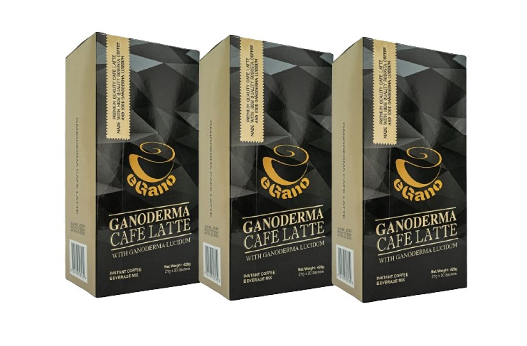 3 Boxes eGano Premium Ganoderma Cafe Latte Instant Coffee with Ganoderma Lucidum Extract (21g x 20 Sachets / box)