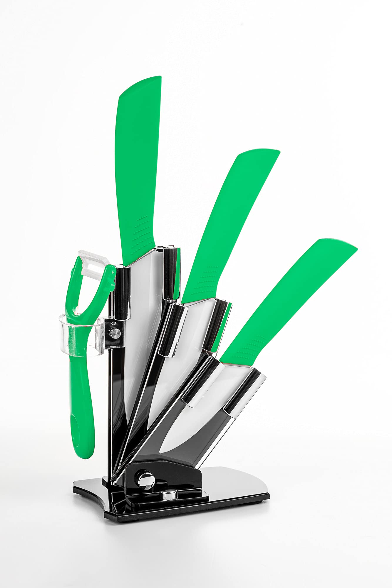Hometric Ceramic Knife Sets with Block, 4 Piece Kitchen Knives Set with Ergonomic Handle, Rust Resistant and Light Weight Knife Block Set with Knives