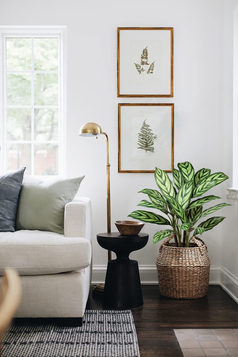 Briful 24.8" Tall Artificial Plants 63CM Large Artificial Calathea Majestica Exotica Fake Plants House Plant Large Artificial Plants Indoors in Pots