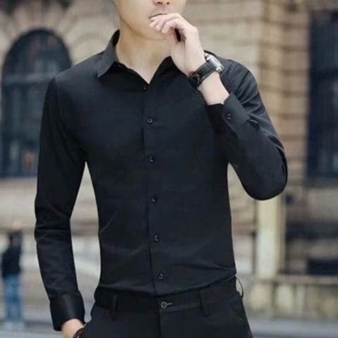 Men's White Long-sleeve Shirt Trendy Business Slim-fit For Work