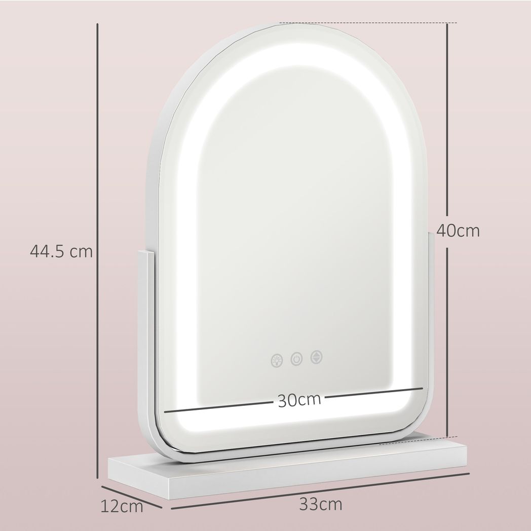 HOMCOM Vanity Mirror with Lights, 3 Colour, 360° Rotation, Touch Screen