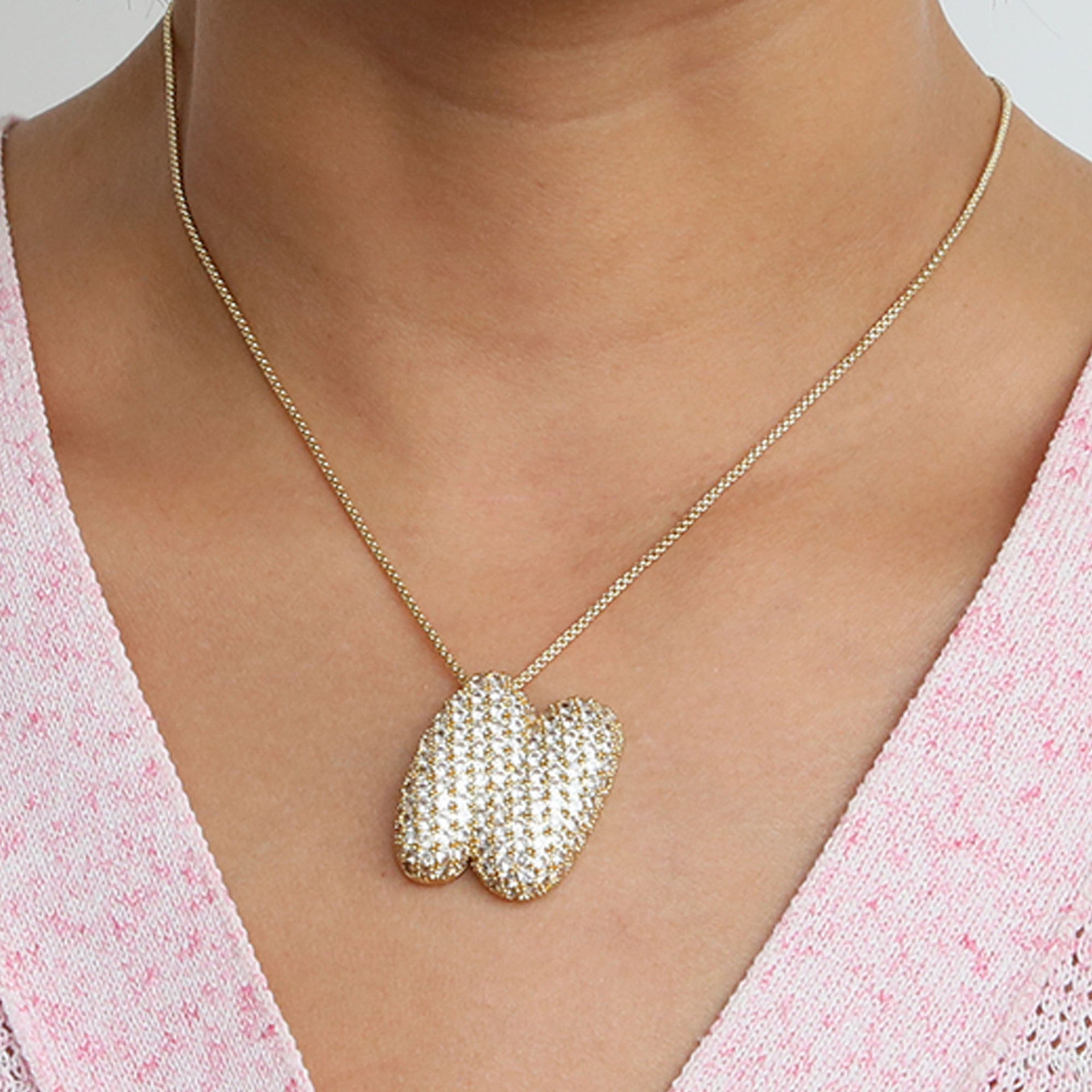 Bubble Initial Diamond Necklace