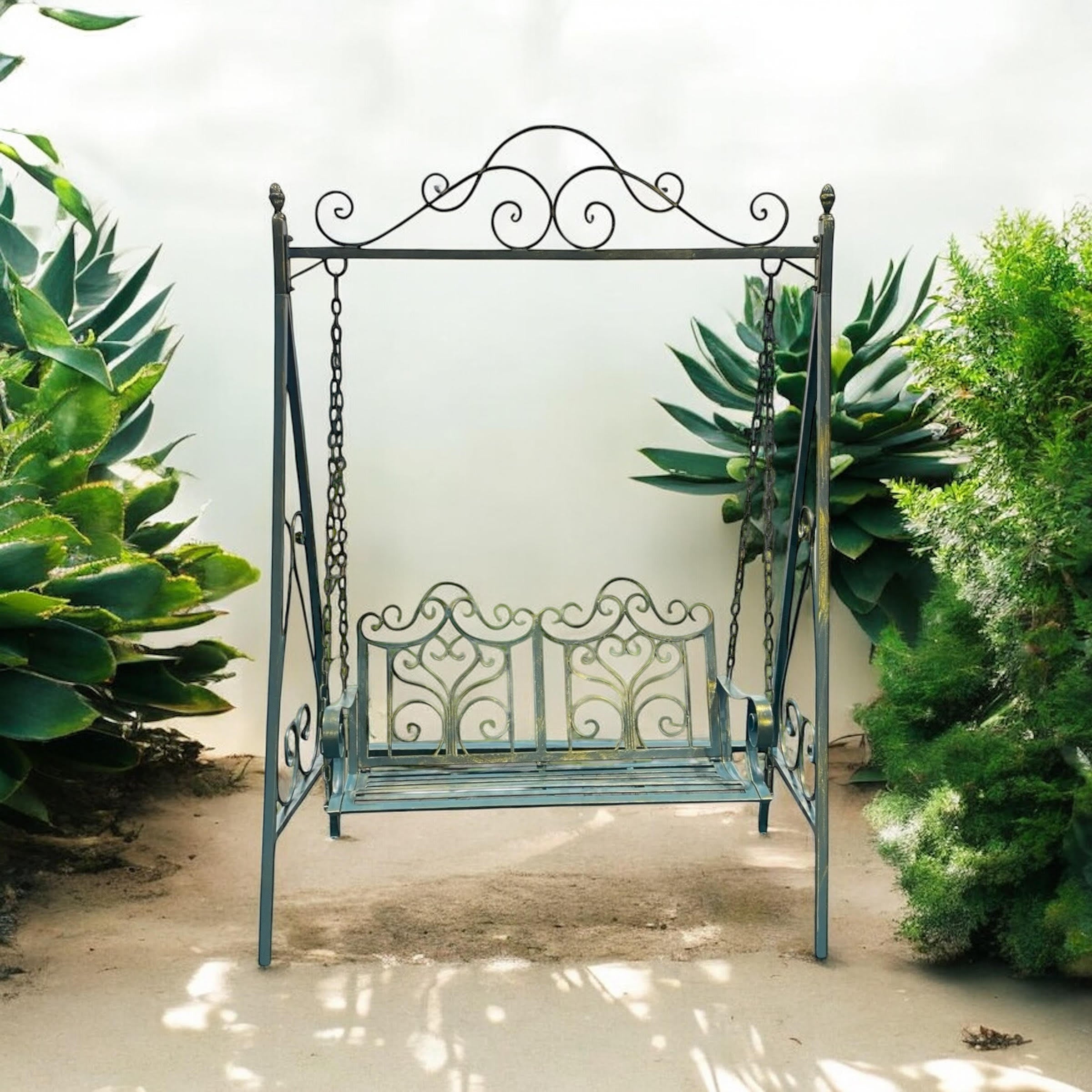 BLUE/GOLD METAL SWING BENCH