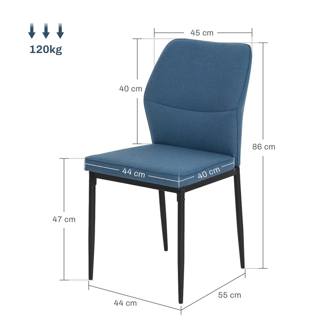 HOMCOM Set of 2 Dining Chairs with Curved Back Padded Seat for Kitchen