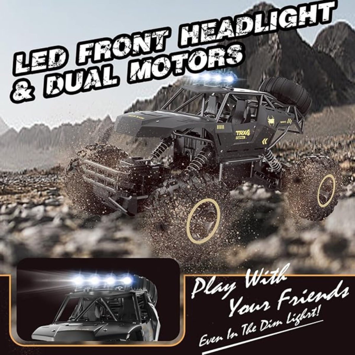 2025 NEW 4DRC 1:12 Rock Crawler Rechargeable Off Road Truck 4WD , Metal Shell LED Headlights RC Remote Control Off Road Car Truck