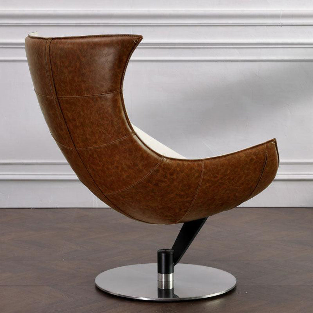 Lobster Lounge Swivel Chair With Ottoman, Walnut Texture