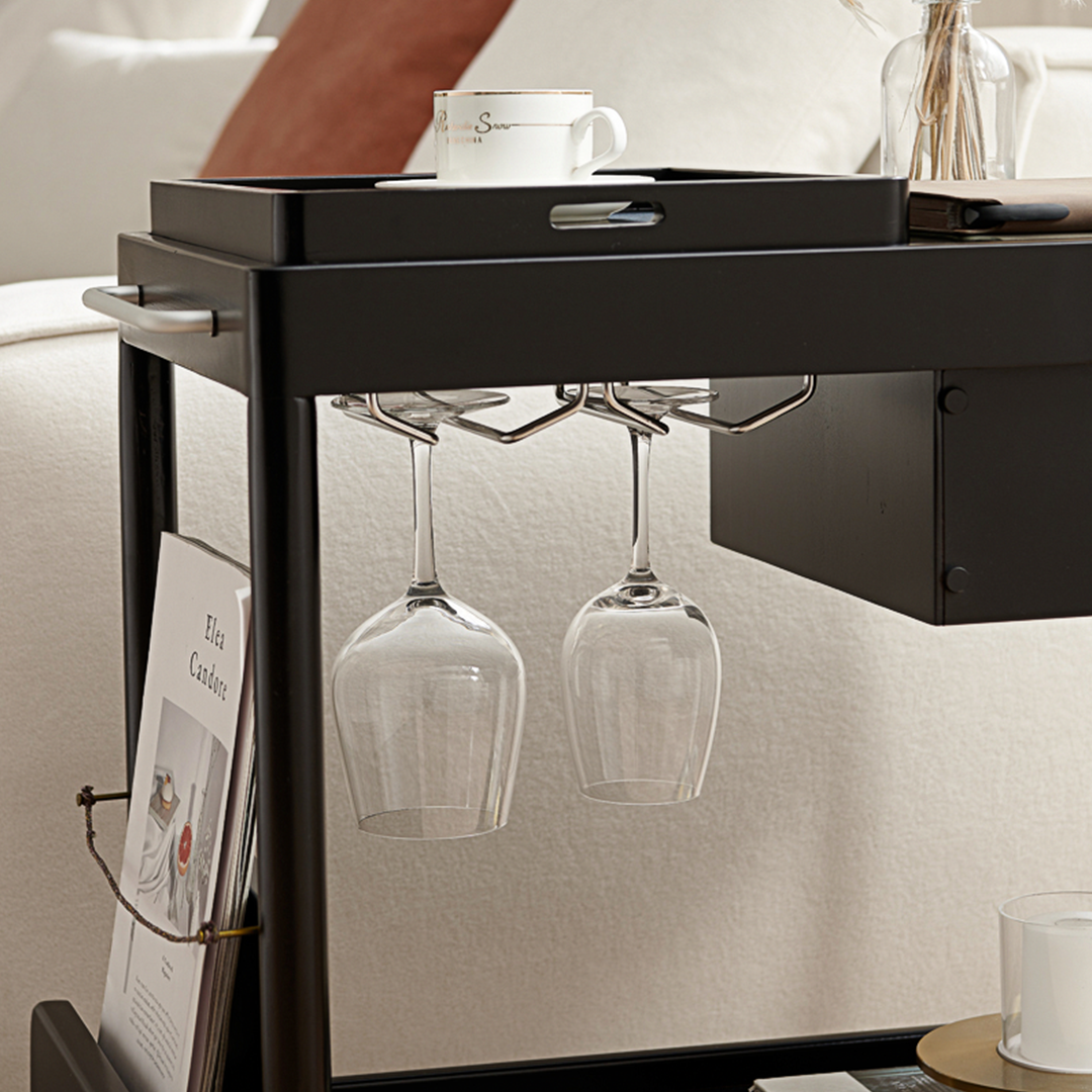 Orion With Magazine Rack Side Table With Trolleys