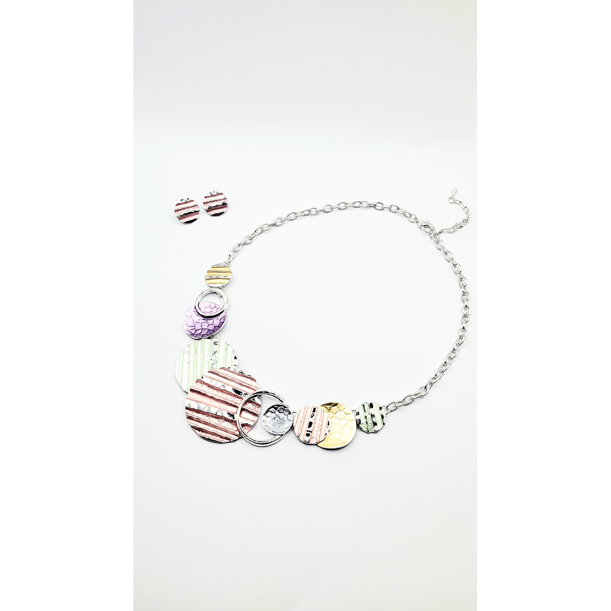 Abstract Disc Necklace & Earrings Set