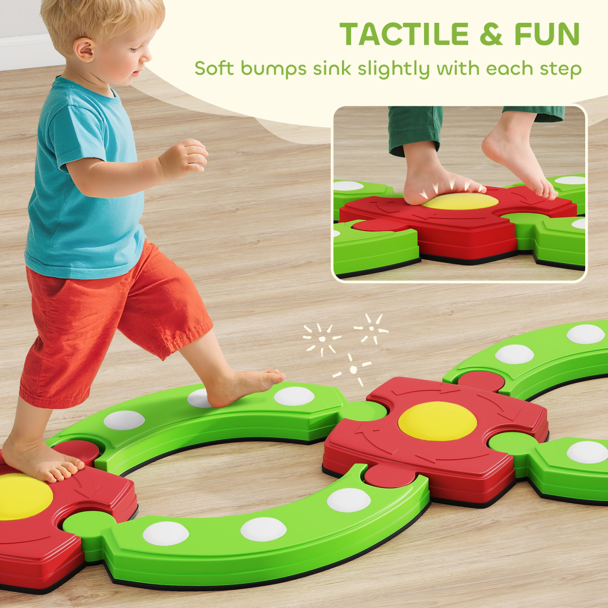 AIYAPLAY Kids Stepping Stones Balance Beam, Outdoor Indoor Sensory Toy Green
