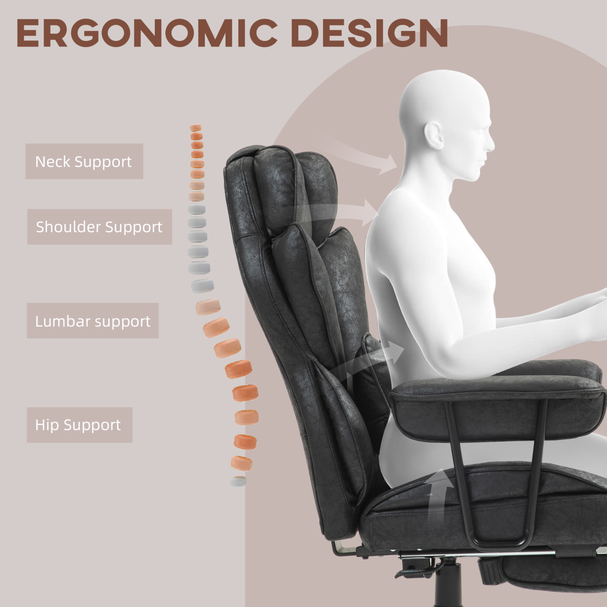 HOMCOM Massage Office Chair, Heated Reclining Desk Chair, Black