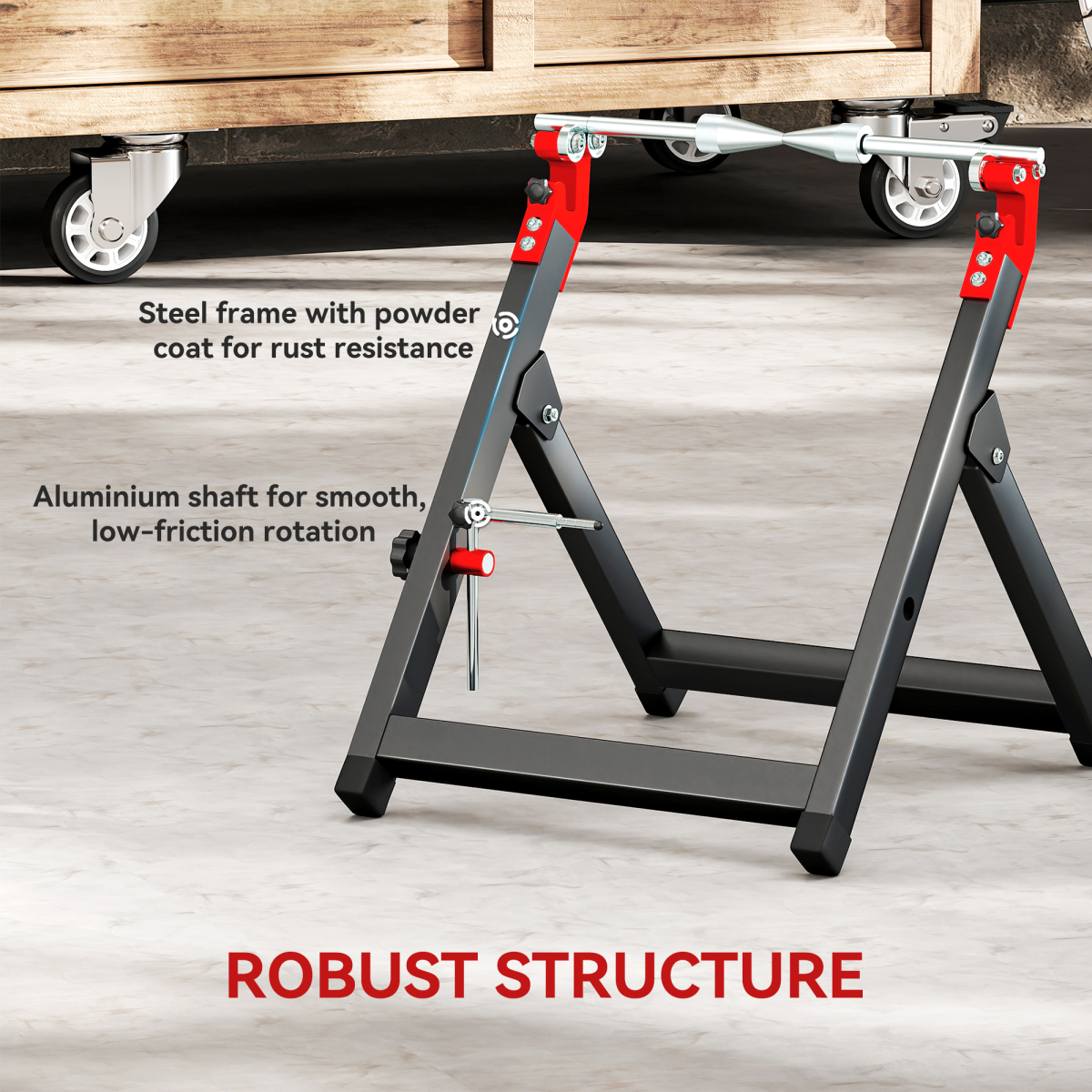 HOMCOM Steel Motorcycle Wheel Balancer Truing Stand with Spoke Wrench, Black